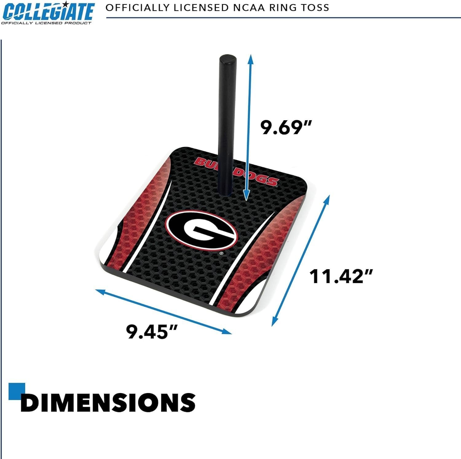 Wild Sports Solid Wood College Quoits Set with Direct Print HD Team Graphics – Tailgate Ring Toss Game – Great Gift for Any NCAA Fan  Ring Toss Outdoor Games for The Beach(Georgia Bulldogs)