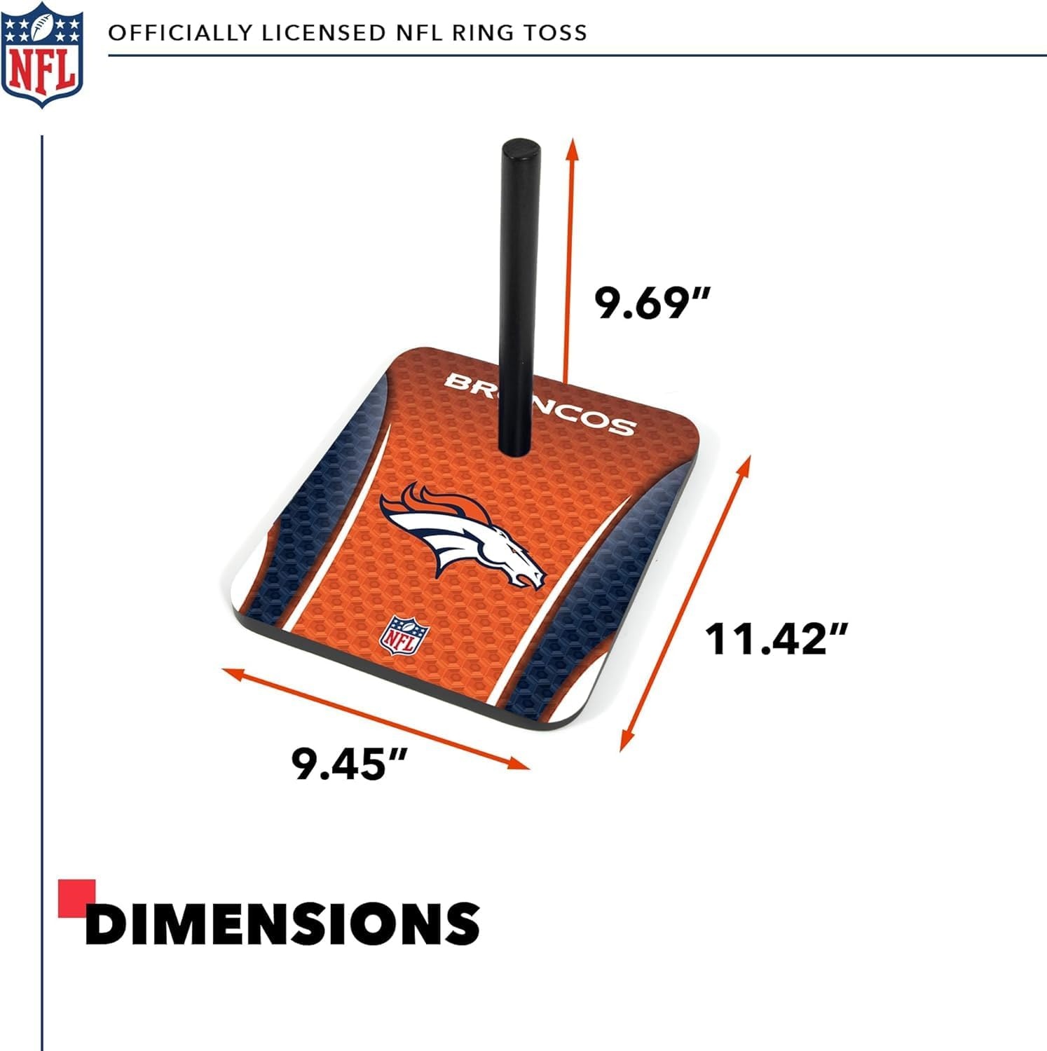 Solid Wood NFL Quoits Set with Direct Print HD Team Graphics – Tailgate Ring Toss Game – Great Gift for Any Football Fan  Ring Toss Family Outdoor Games for The Beach(Denver Broncos)