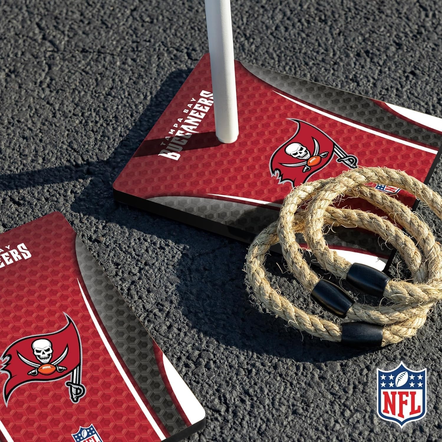 Solid Wood NFL Quoits Set with Direct Print HD Team Graphics – Tailgate Ring Toss Game – Great Gift for Any Football Fan  Ring Toss Family Outdoor Games for The Beach(Tampa Bay Buccaneers)