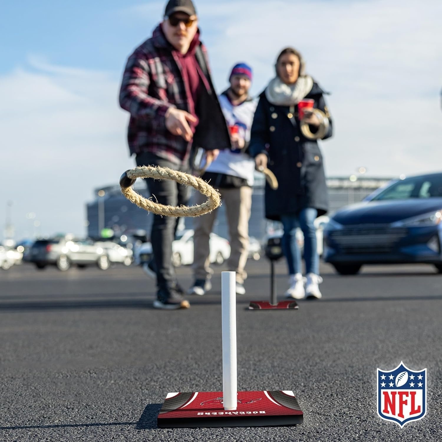 Solid Wood NFL Quoits Set with Direct Print HD Team Graphics – Tailgate Ring Toss Game – Great Gift for Any Football Fan  Ring Toss Family Outdoor Games for The Beach(Tampa Bay Buccaneers)