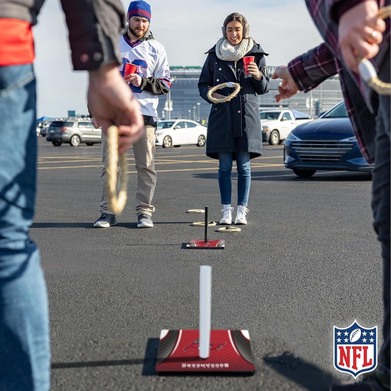 Solid Wood NFL Quoits Set with Direct Print HD Team Graphics – Tailgate Ring Toss Game – Great Gift for Any Football Fan  Ring Toss Family Outdoor Games for The Beach(Tampa Bay Buccaneers)