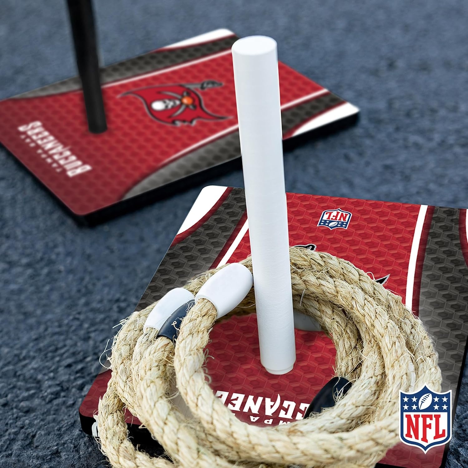 Solid Wood NFL Quoits Set with Direct Print HD Team Graphics – Tailgate Ring Toss Game – Great Gift for Any Football Fan  Ring Toss Family Outdoor Games for The Beach(Tampa Bay Buccaneers)