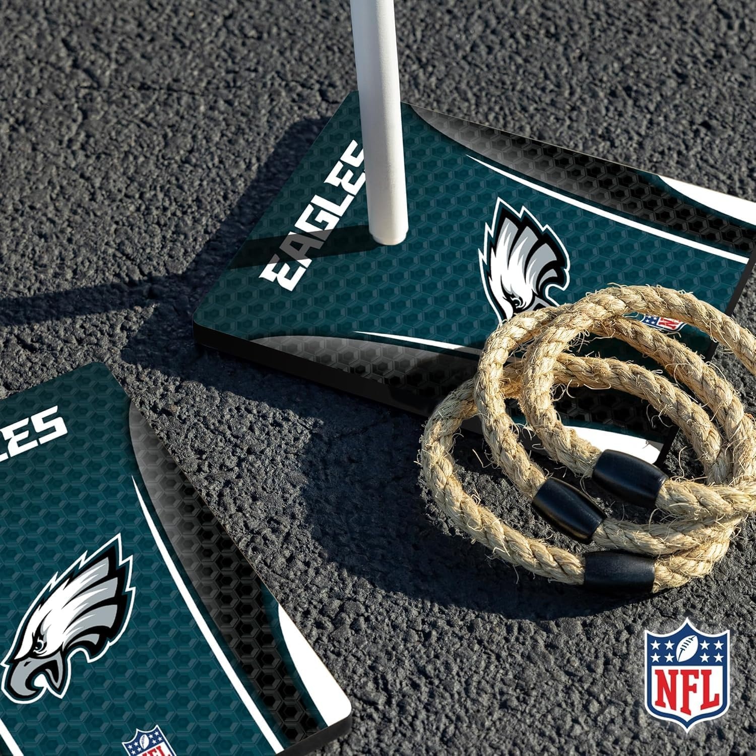 Solid Wood NFL Quoits Set with Direct Print HD Team Graphics – Tailgate Ring Toss Game – Great Gift for Any Football Fan  Ring Toss Family Outdoor Games for The Beach(Philadelphia Eagles)