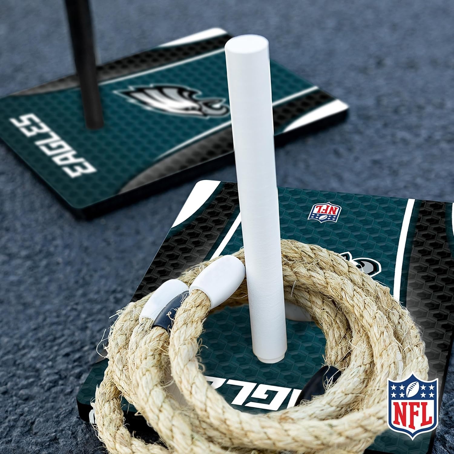 Solid Wood NFL Quoits Set with Direct Print HD Team Graphics – Tailgate Ring Toss Game – Great Gift for Any Football Fan  Ring Toss Family Outdoor Games for The Beach(Philadelphia Eagles)