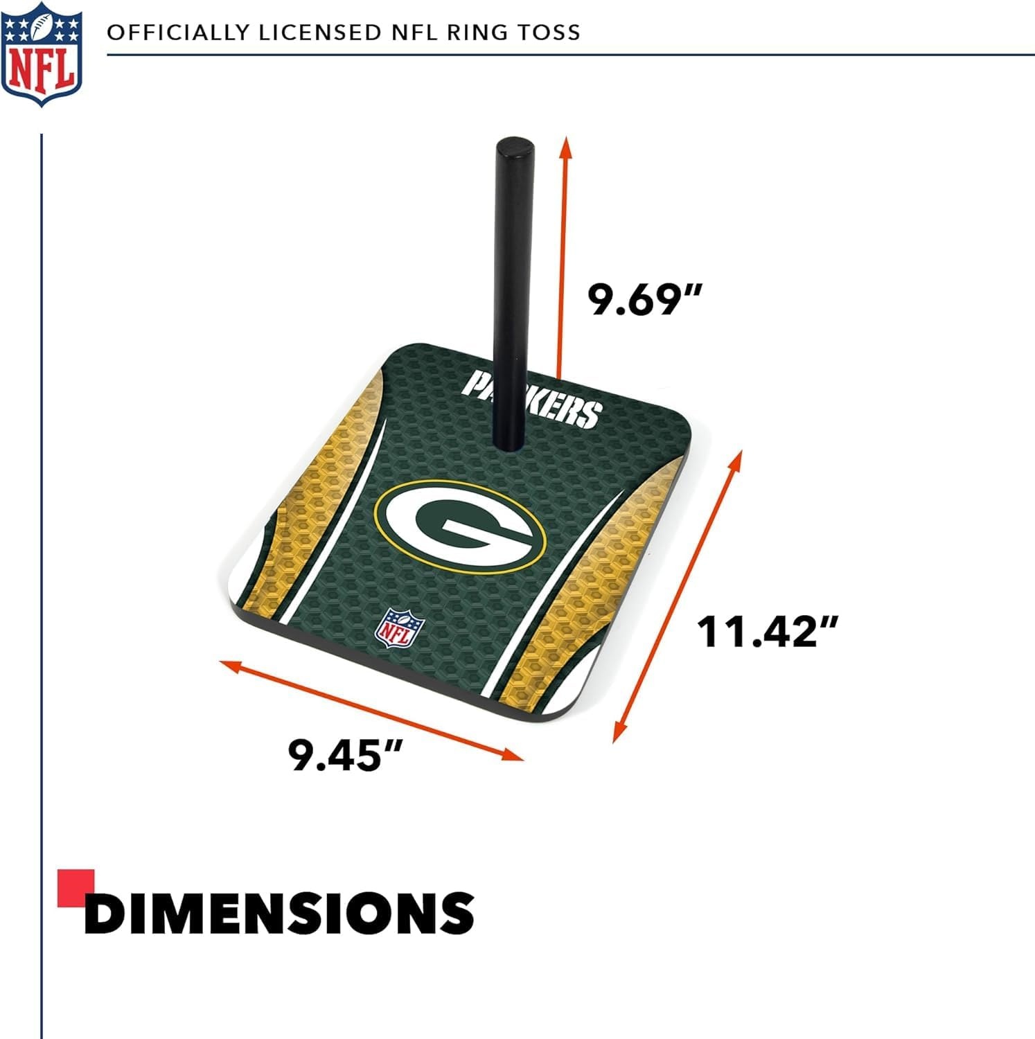 Solid Wood NFL Quoits Set with Direct Print HD Team Graphics – Tailgate Ring Toss Game – Great Gift for Any Football Fan  Ring Toss Family Outdoor Games for The Beach(Green Bay Packers)
