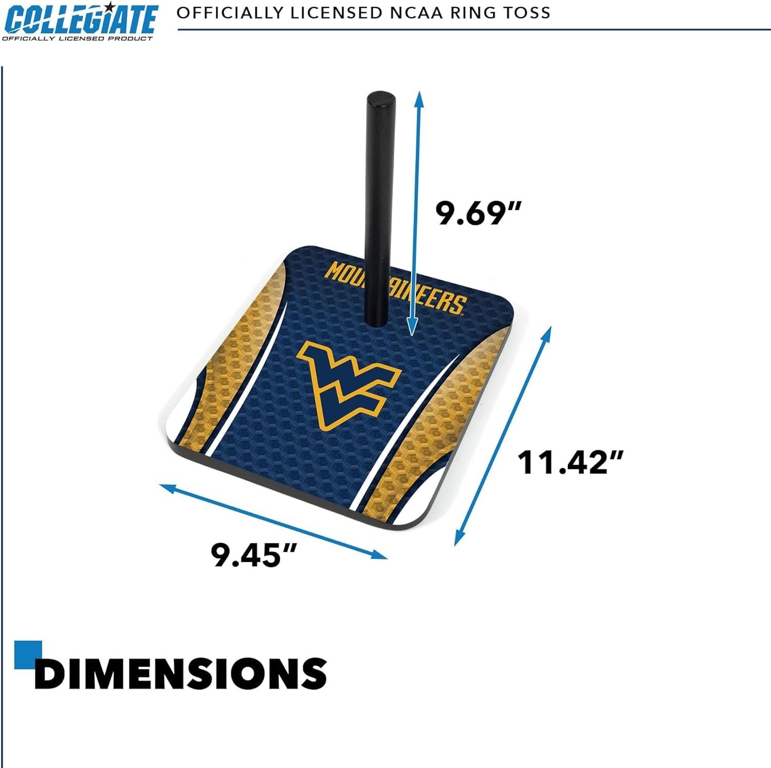 Wild Sports Solid Wood College Quoits Set with Direct Print HD Team Graphics – Tailgate Ring Toss Game – Great Gift for Any NCAA Fan  Ring Toss Outdoor Games for The Beach(West Virginia Mountaineers)