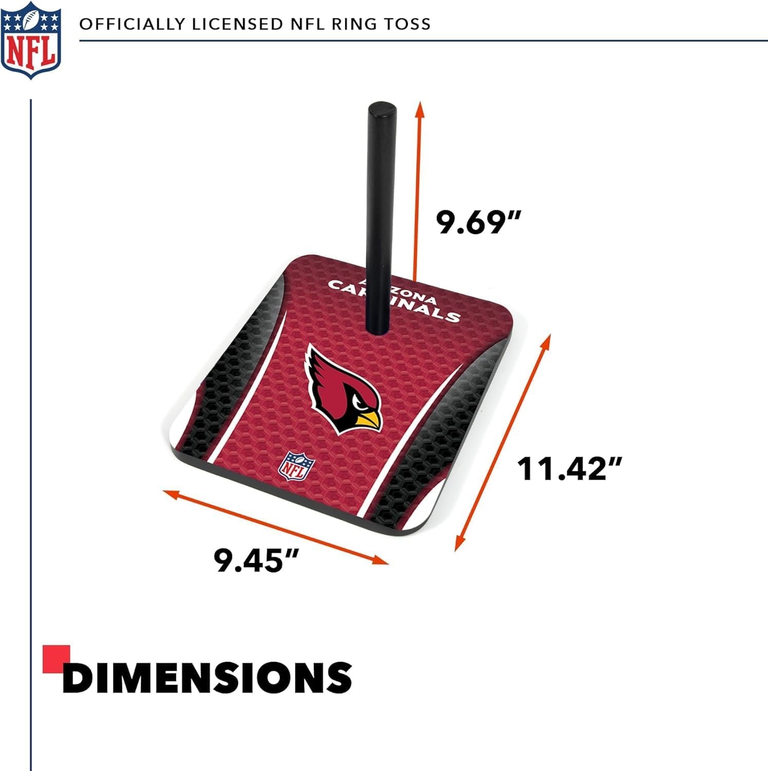 Solid Wood NFL Quoits Set with Direct Print HD Team Graphics – Tailgate Ring Toss Game – Great Gift for Any Football Fan  Ring Toss Family Outdoor Games for The Beach(Arizona Cardinals)