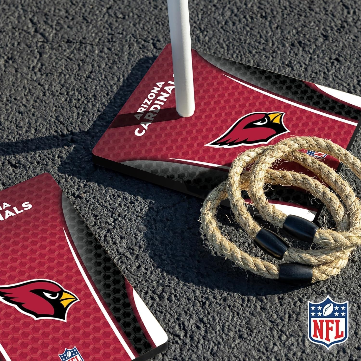 Solid Wood NFL Quoits Set with Direct Print HD Team Graphics – Tailgate Ring Toss Game – Great Gift for Any Football Fan  Ring Toss Family Outdoor Games for The Beach(Arizona Cardinals)