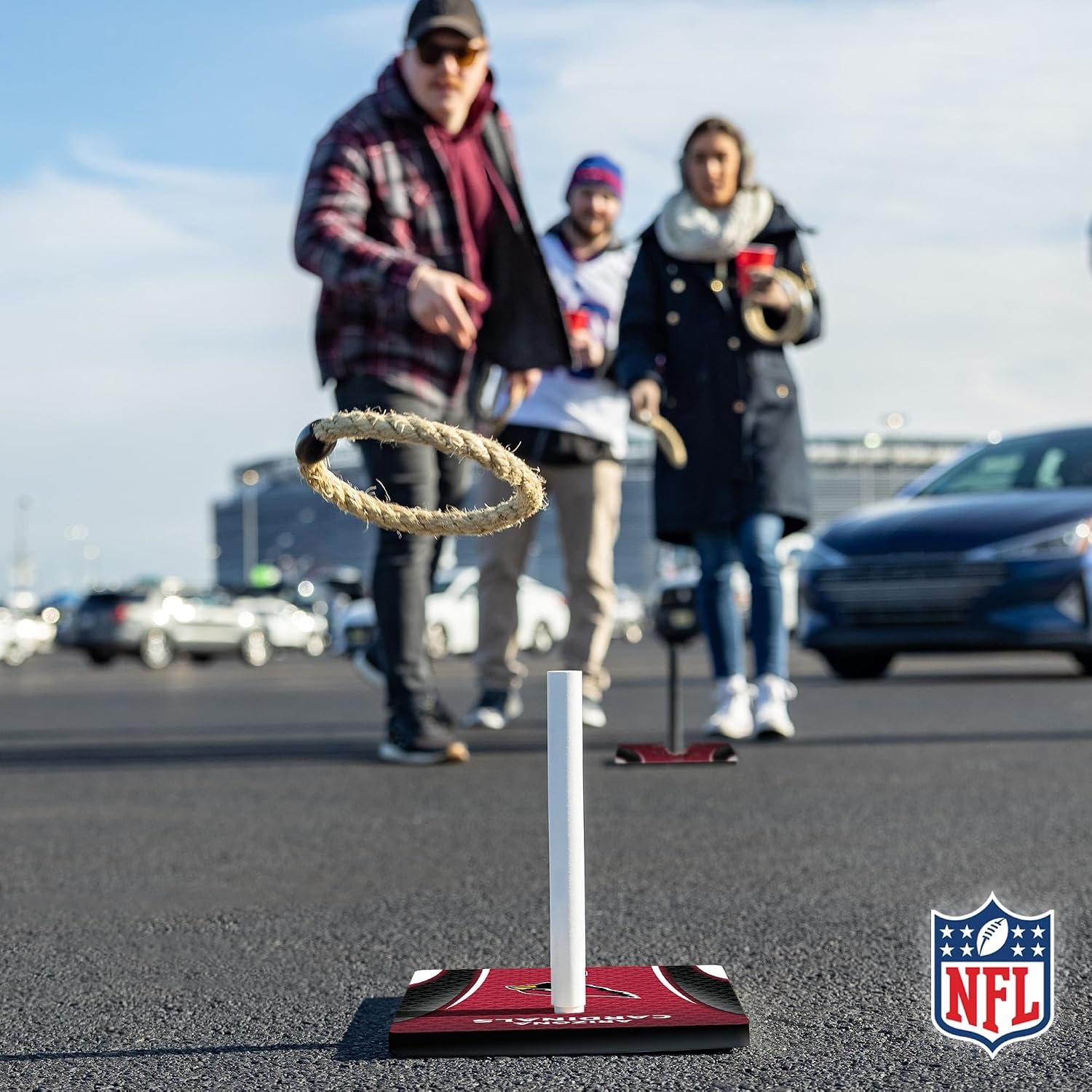 Solid Wood NFL Quoits Set with Direct Print HD Team Graphics – Tailgate Ring Toss Game – Great Gift for Any Football Fan  Ring Toss Family Outdoor Games for The Beach(Arizona Cardinals)