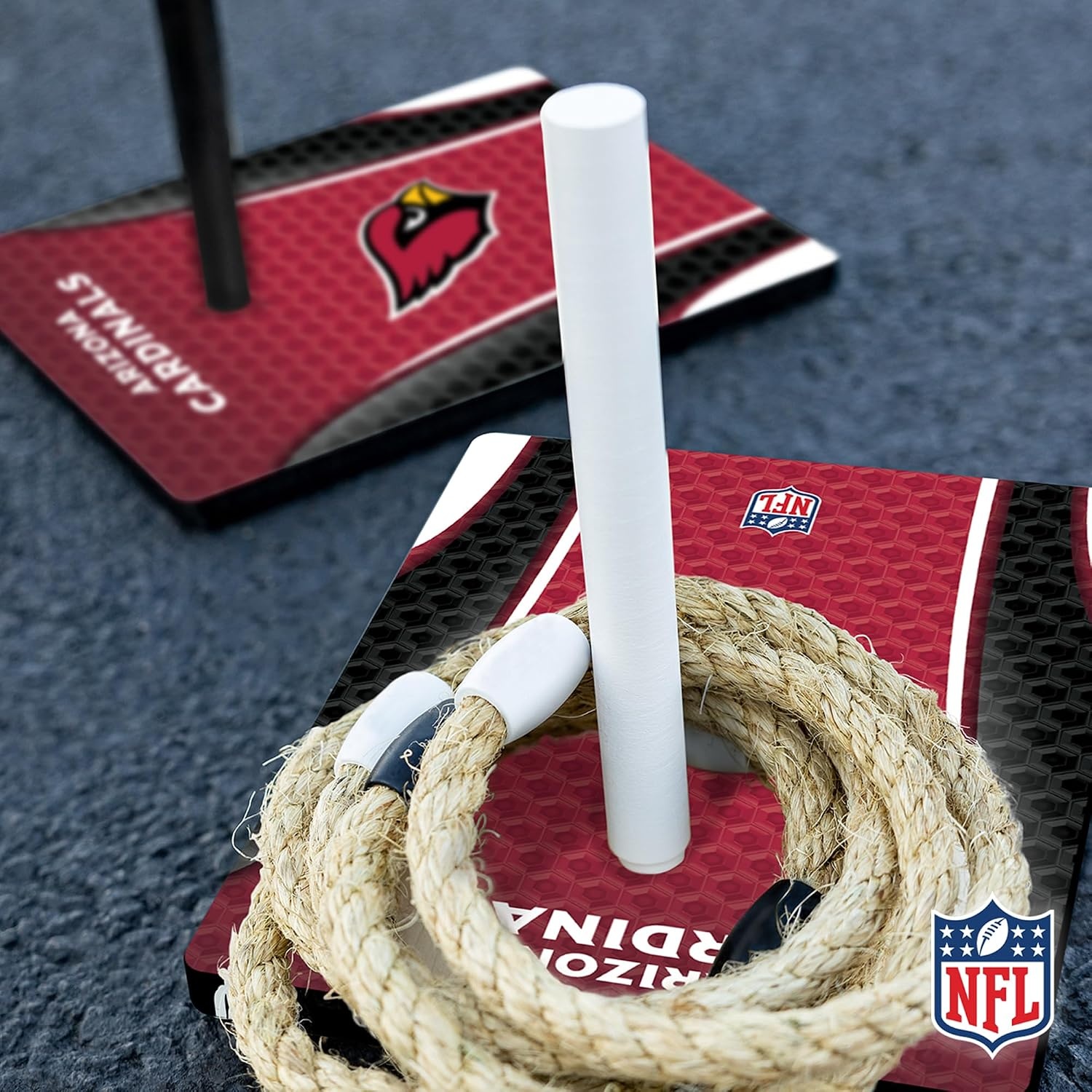 Solid Wood NFL Quoits Set with Direct Print HD Team Graphics – Tailgate Ring Toss Game – Great Gift for Any Football Fan  Ring Toss Family Outdoor Games for The Beach(Arizona Cardinals)