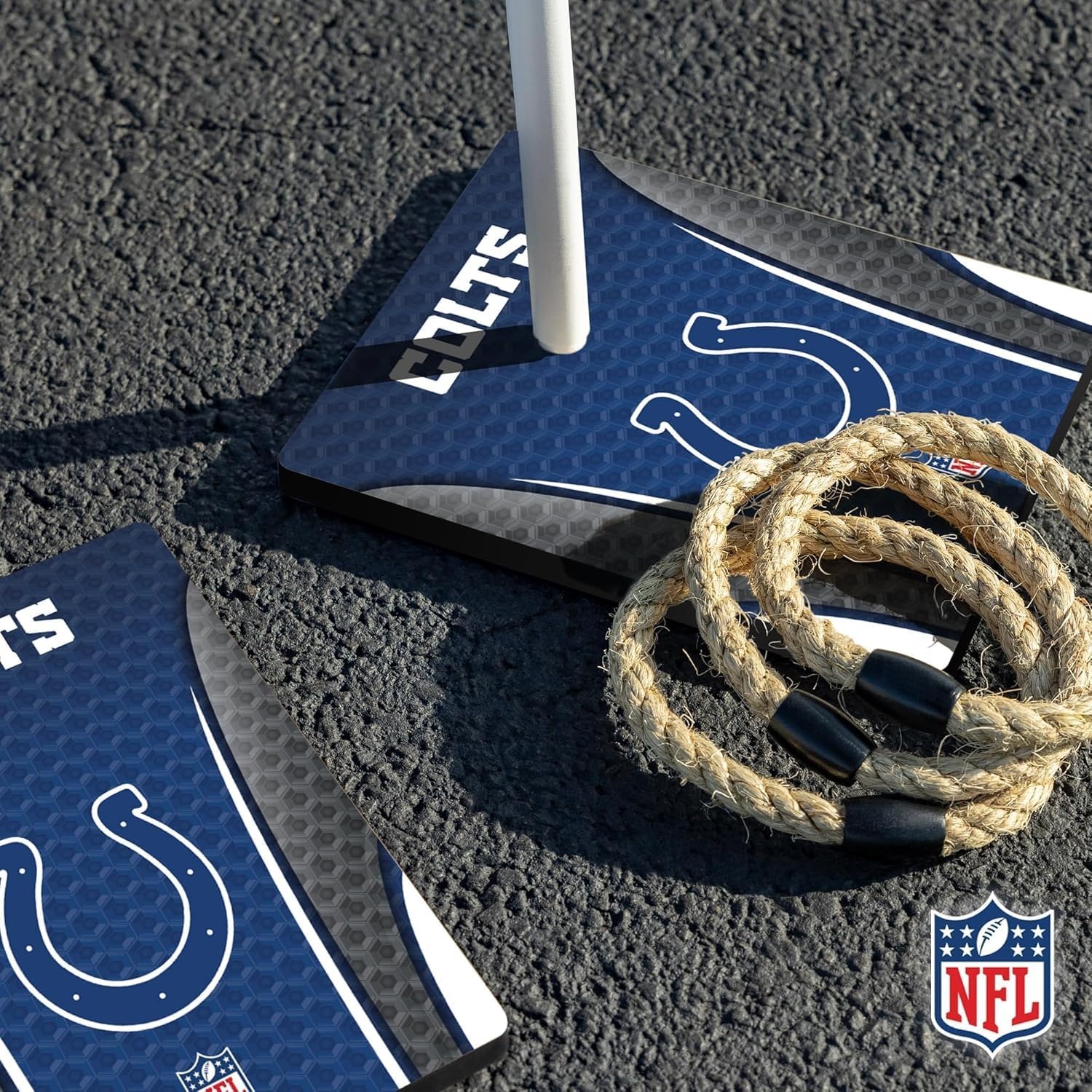 Solid Wood NFL Quoits Set with Direct Print HD Team Graphics – Tailgate Ring Toss Game – Great Gift for Any Football Fan  Ring Toss Family Outdoor Games for The Beach(Indianapolis Colts)