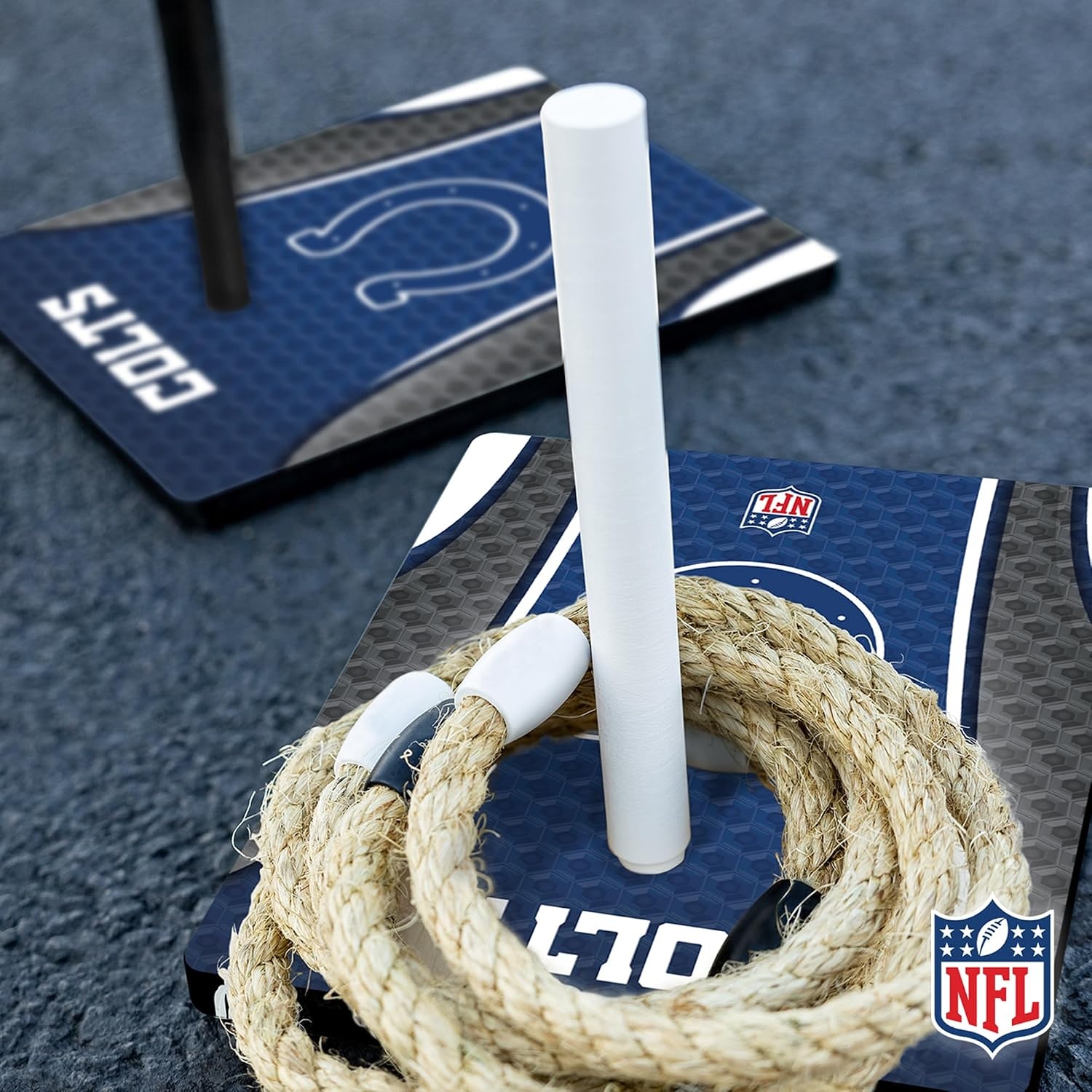 Solid Wood NFL Quoits Set with Direct Print HD Team Graphics – Tailgate Ring Toss Game – Great Gift for Any Football Fan  Ring Toss Family Outdoor Games for The Beach(Indianapolis Colts)
