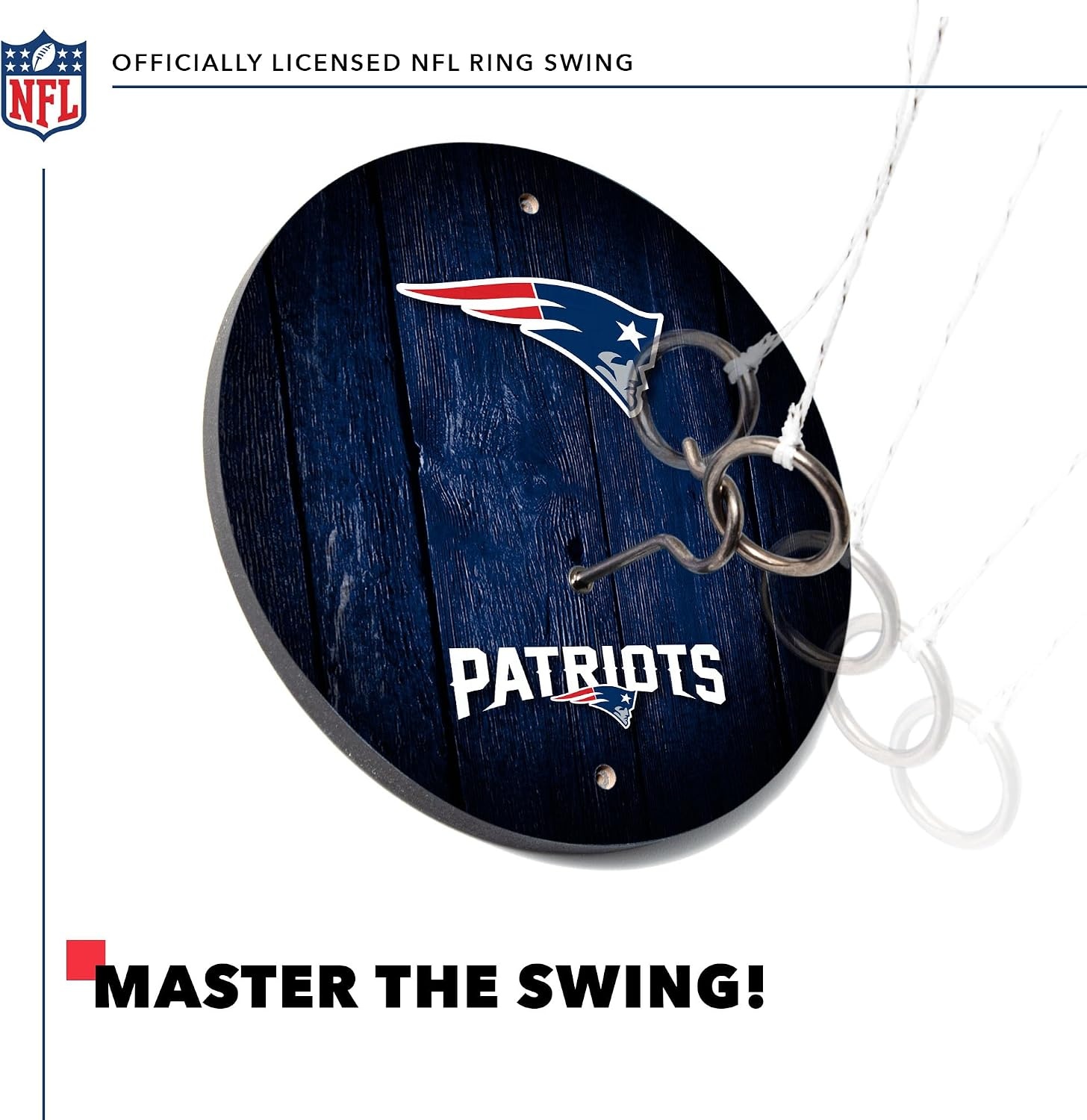 Solid Wood NFL Hook & Ring Toss Set with Direct Print HD Team Graphics – Easy Hang Hook and Ring Toss Target – Great Gift for Any Football Fan  Ring Toss Family Game for a Game Room(New England Patriots)