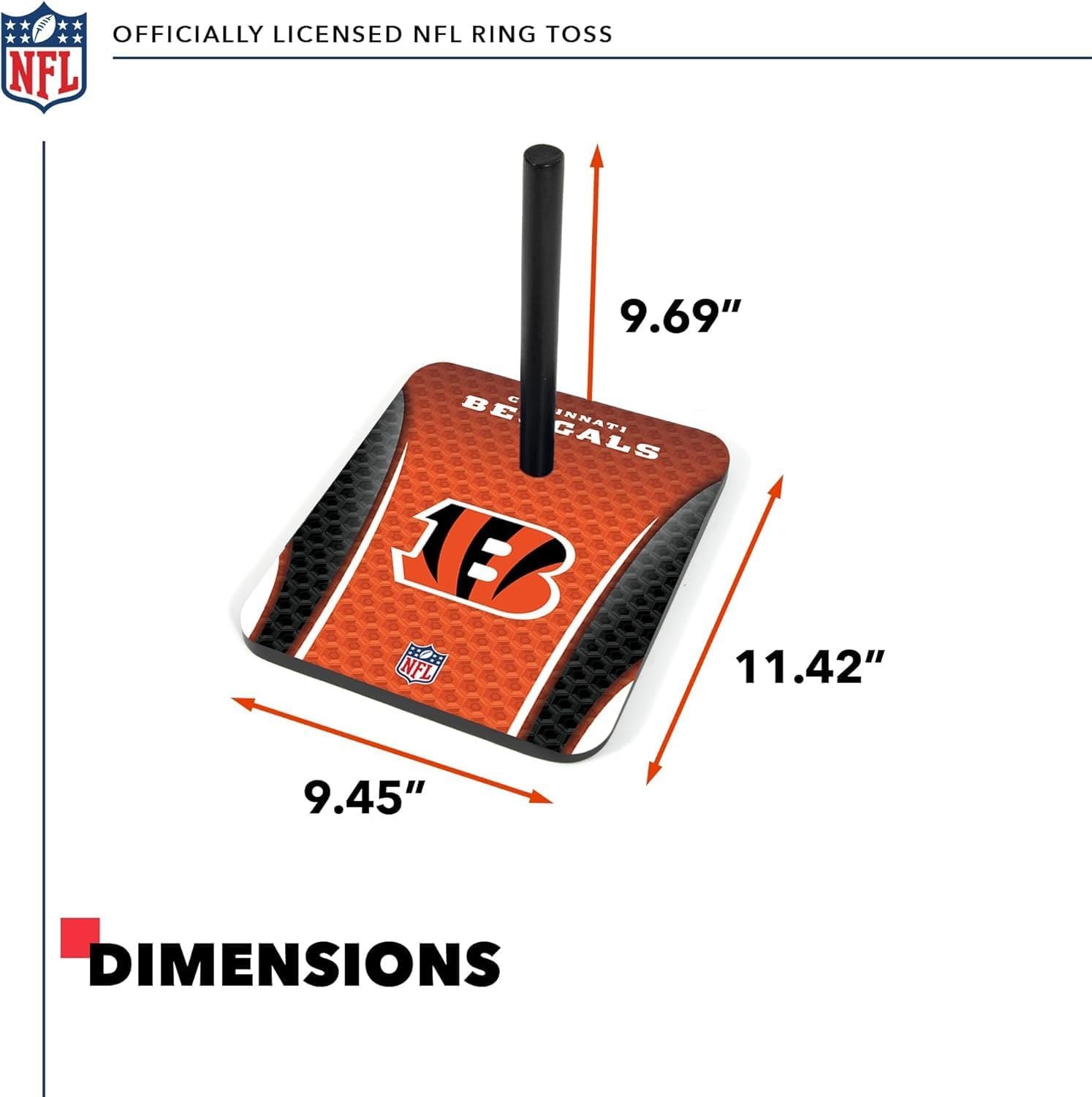 Solid Wood NFL Quoits Set with Direct Print HD Team Graphics – Tailgate Ring Toss Game – Great Gift for Any Football Fan  Ring Toss Family Outdoor Games for The Beach(Cincinnati Bengals)