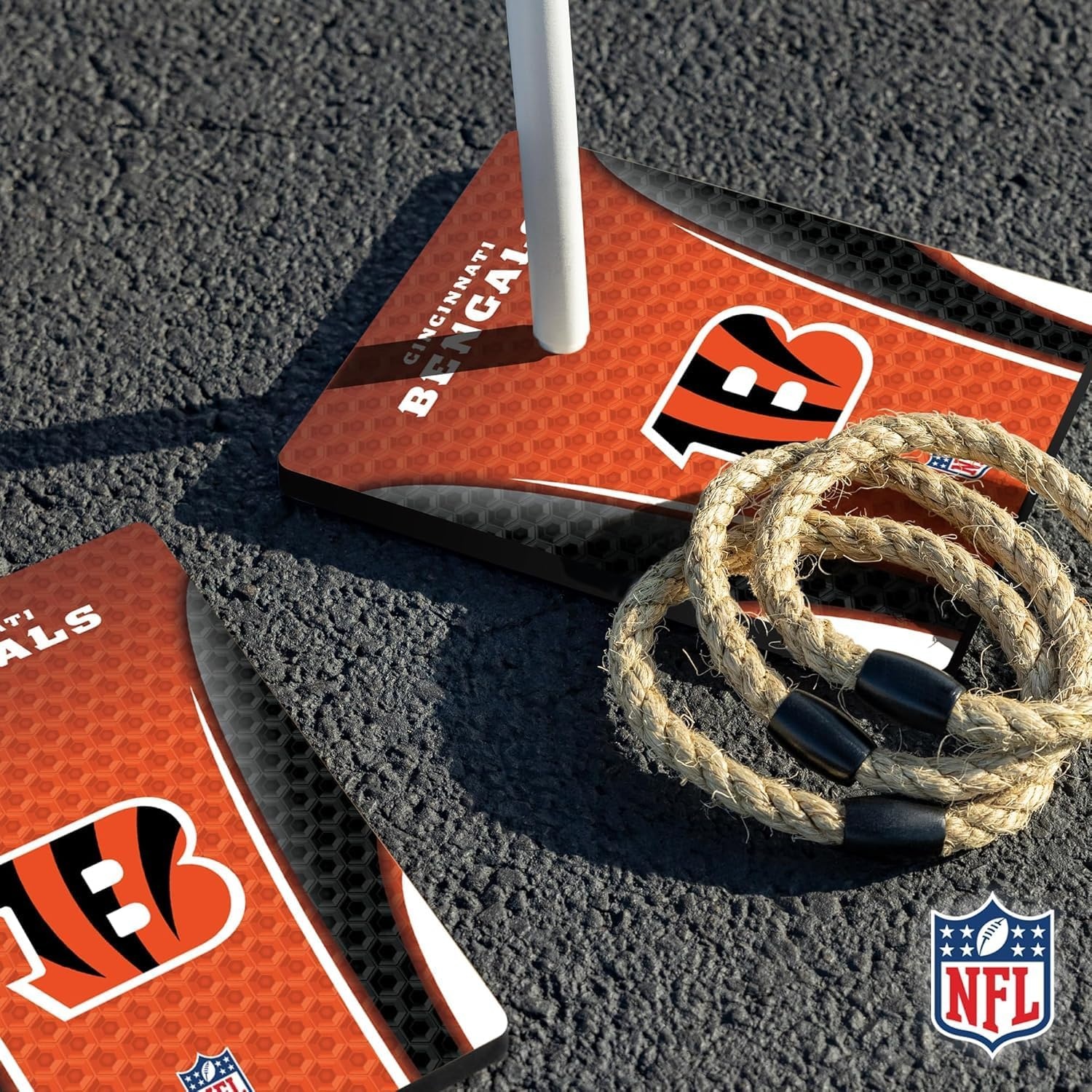 Solid Wood NFL Quoits Set with Direct Print HD Team Graphics – Tailgate Ring Toss Game – Great Gift for Any Football Fan  Ring Toss Family Outdoor Games for The Beach(Cincinnati Bengals)