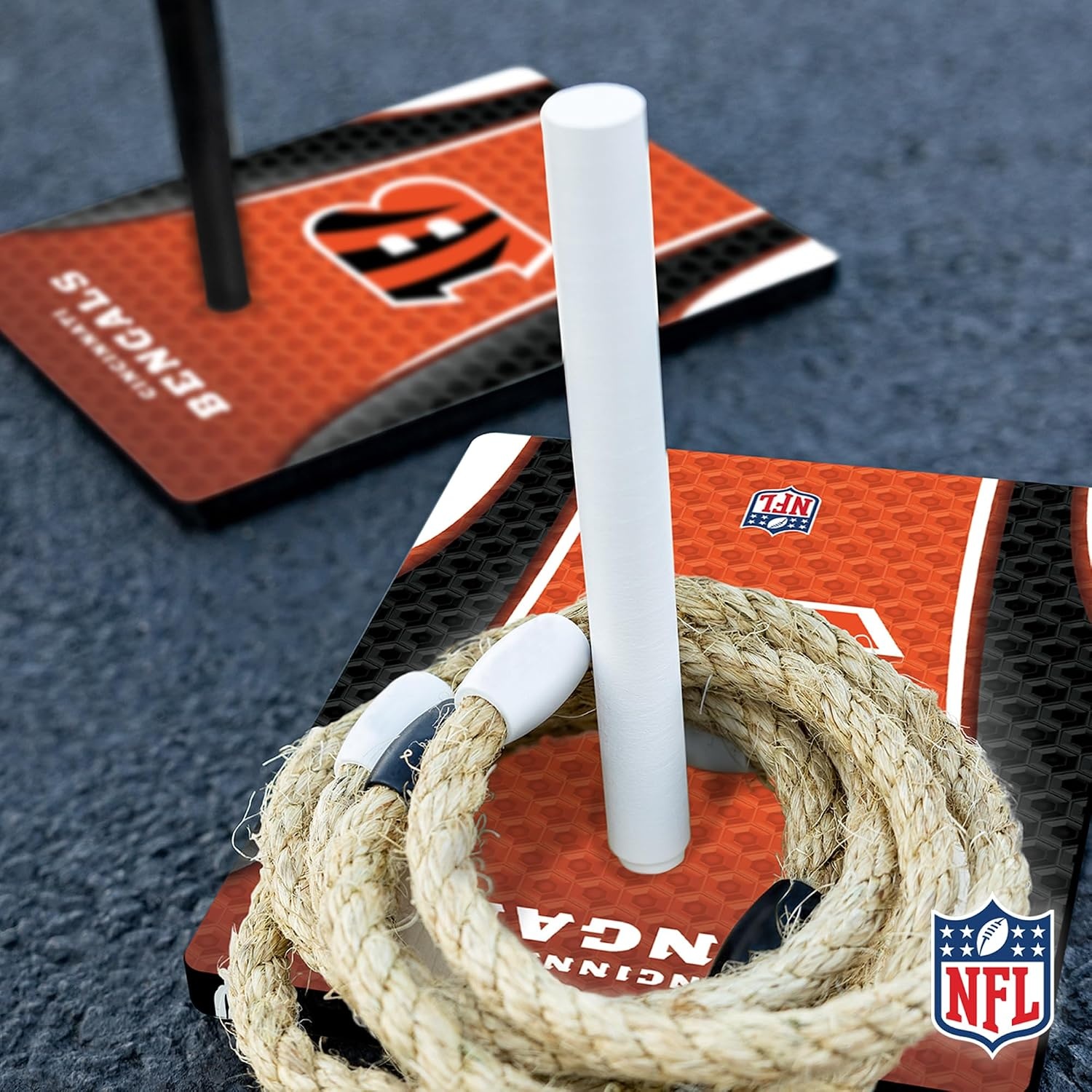 Solid Wood NFL Quoits Set with Direct Print HD Team Graphics – Tailgate Ring Toss Game – Great Gift for Any Football Fan  Ring Toss Family Outdoor Games for The Beach(Cincinnati Bengals)