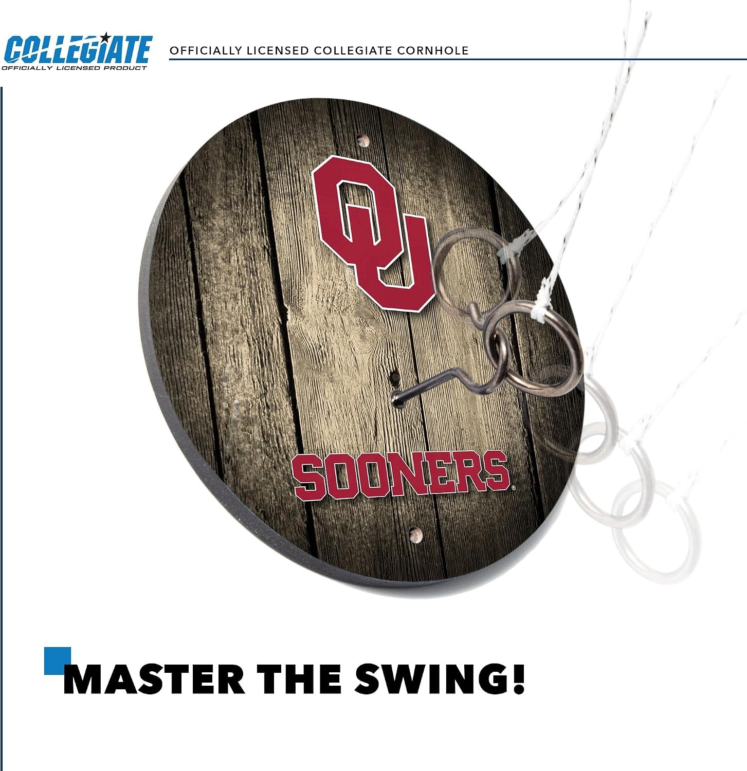 Wild Sports Solid Wood College Hook & Ring Toss Set with Direct Print HD Team Graphics – Easy Hang Hook and Ring Toss Target – Great Gift for Any NCAA Fan (Oklahoma Sooners)