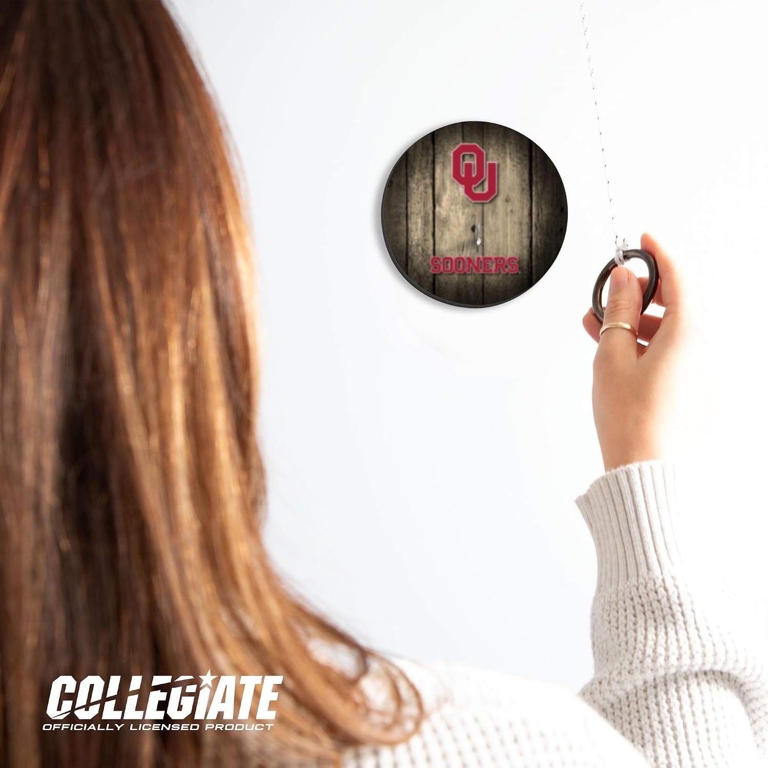 Wild Sports Solid Wood College Hook & Ring Toss Set with Direct Print HD Team Graphics – Easy Hang Hook and Ring Toss Target – Great Gift for Any NCAA Fan (Oklahoma Sooners)