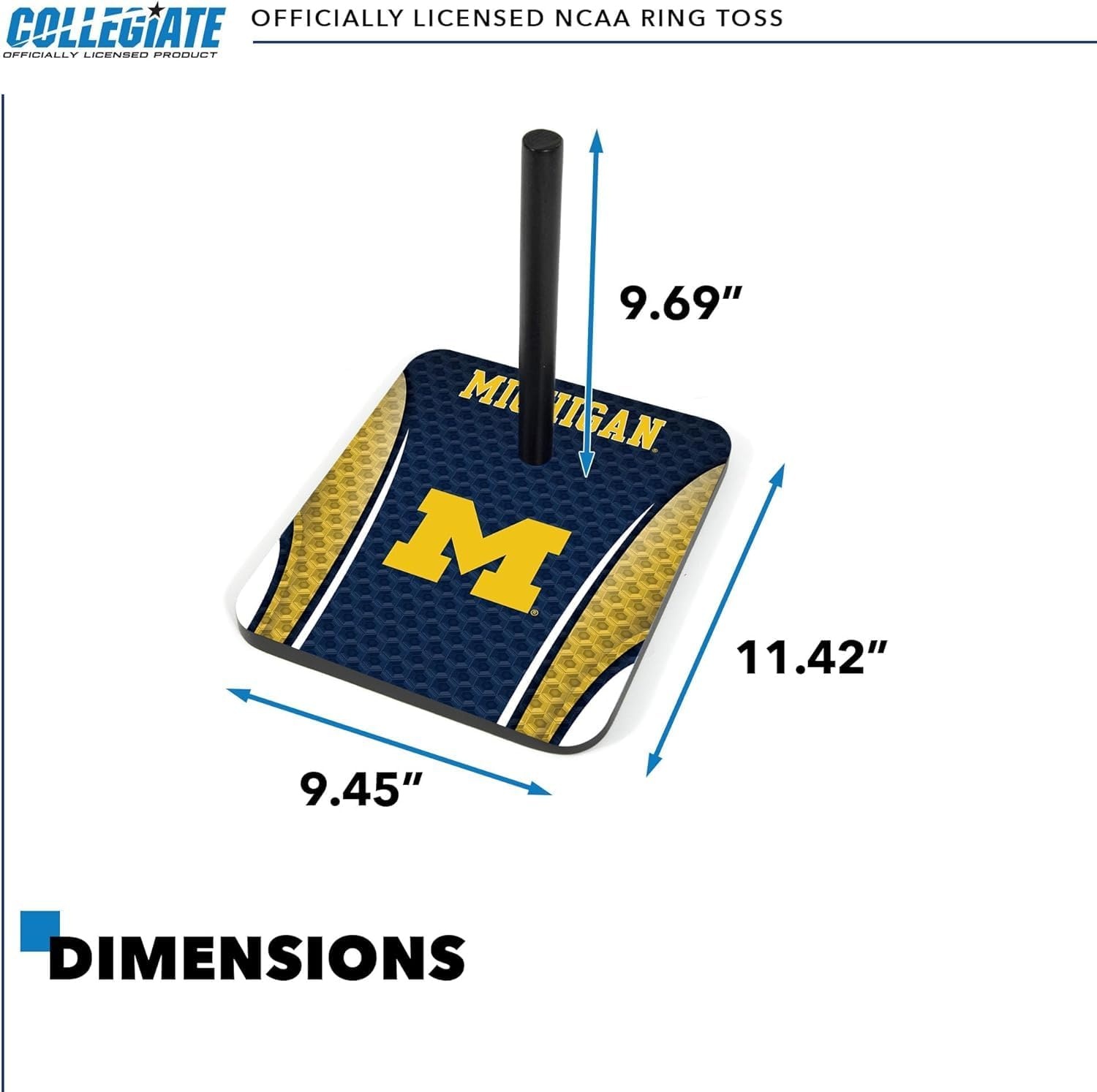 Wild Sports Solid Wood College Quoits Set with Direct Print HD Team Graphics – Tailgate Ring Toss Game – Great Gift for Any NCAA Fan  Ring Toss Outdoor Games for The Beach(Michigan Wolverines)