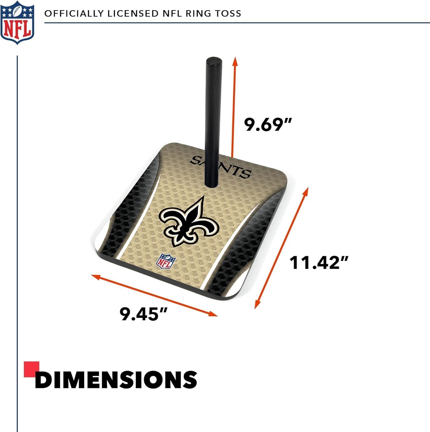 Solid Wood NFL Quoits Set with Direct Print HD Team Graphics – Tailgate Ring Toss Game – Great Gift for Any Football Fan  Ring Toss Family Outdoor Games for The Beach(New Orleans Saints)
