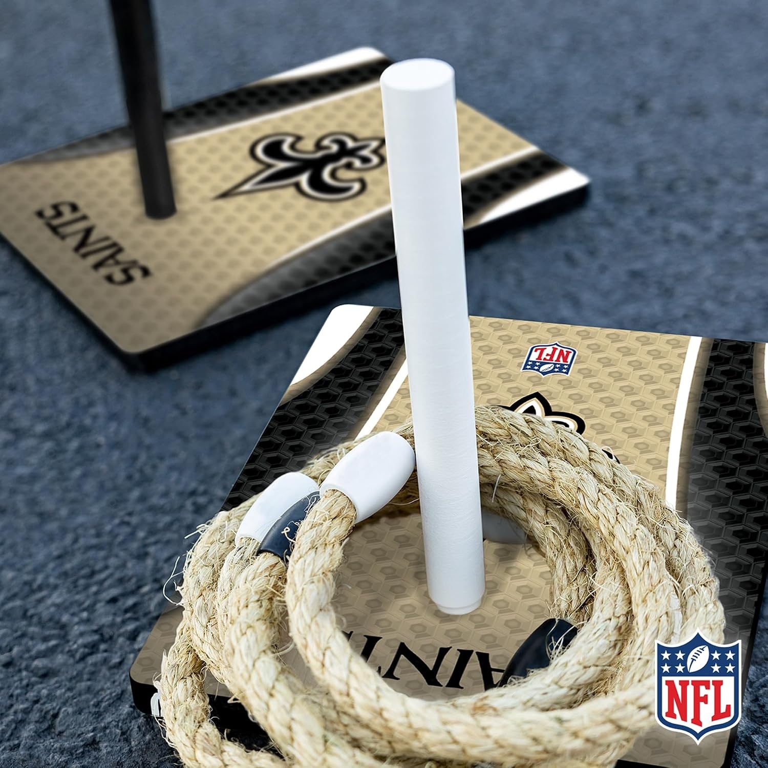 Solid Wood NFL Quoits Set with Direct Print HD Team Graphics – Tailgate Ring Toss Game – Great Gift for Any Football Fan  Ring Toss Family Outdoor Games for The Beach(New Orleans Saints)