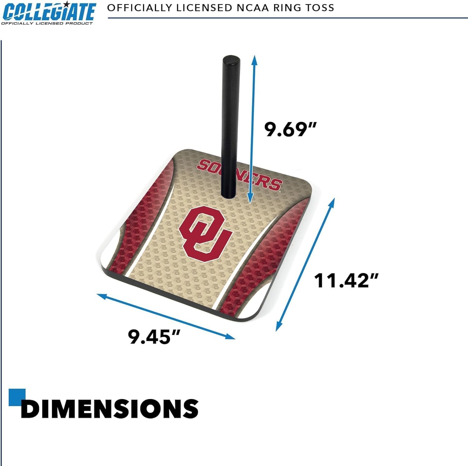 Wild Sports Solid Wood College Quoits Set with Direct Print HD Team Graphics – Tailgate Ring Toss Game – Great Gift for Any NCAA Fan  Ring Toss Outdoor Games for The Beach(Oklahoma Sooners)