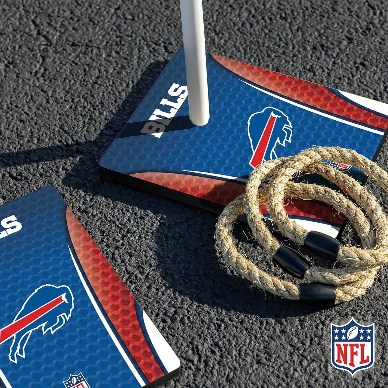 Solid Wood NFL Quoits Set with Direct Print HD Team Graphics – Tailgate Ring Toss Game – Great Gift for Any Football Fan  Ring Toss Family Outdoor Games for The Beach(Buffalo Bills)