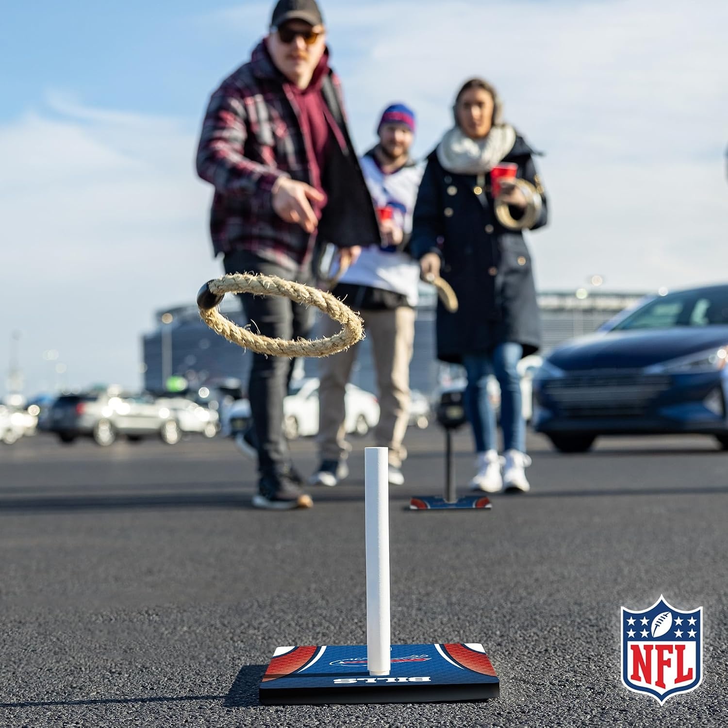 Solid Wood NFL Quoits Set with Direct Print HD Team Graphics – Tailgate Ring Toss Game – Great Gift for Any Football Fan  Ring Toss Family Outdoor Games for The Beach(Buffalo Bills)