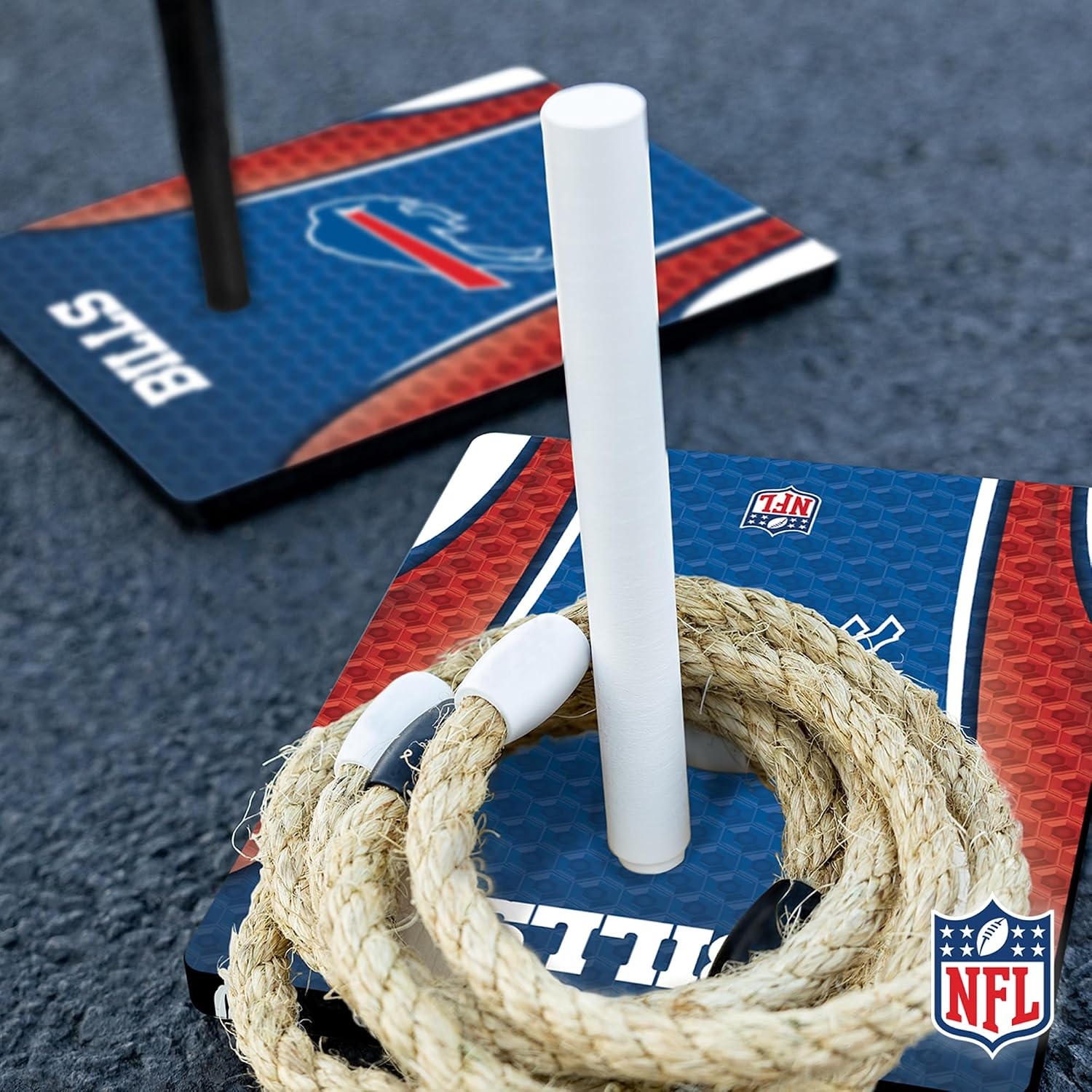 Solid Wood NFL Quoits Set with Direct Print HD Team Graphics – Tailgate Ring Toss Game – Great Gift for Any Football Fan  Ring Toss Family Outdoor Games for The Beach(Buffalo Bills)