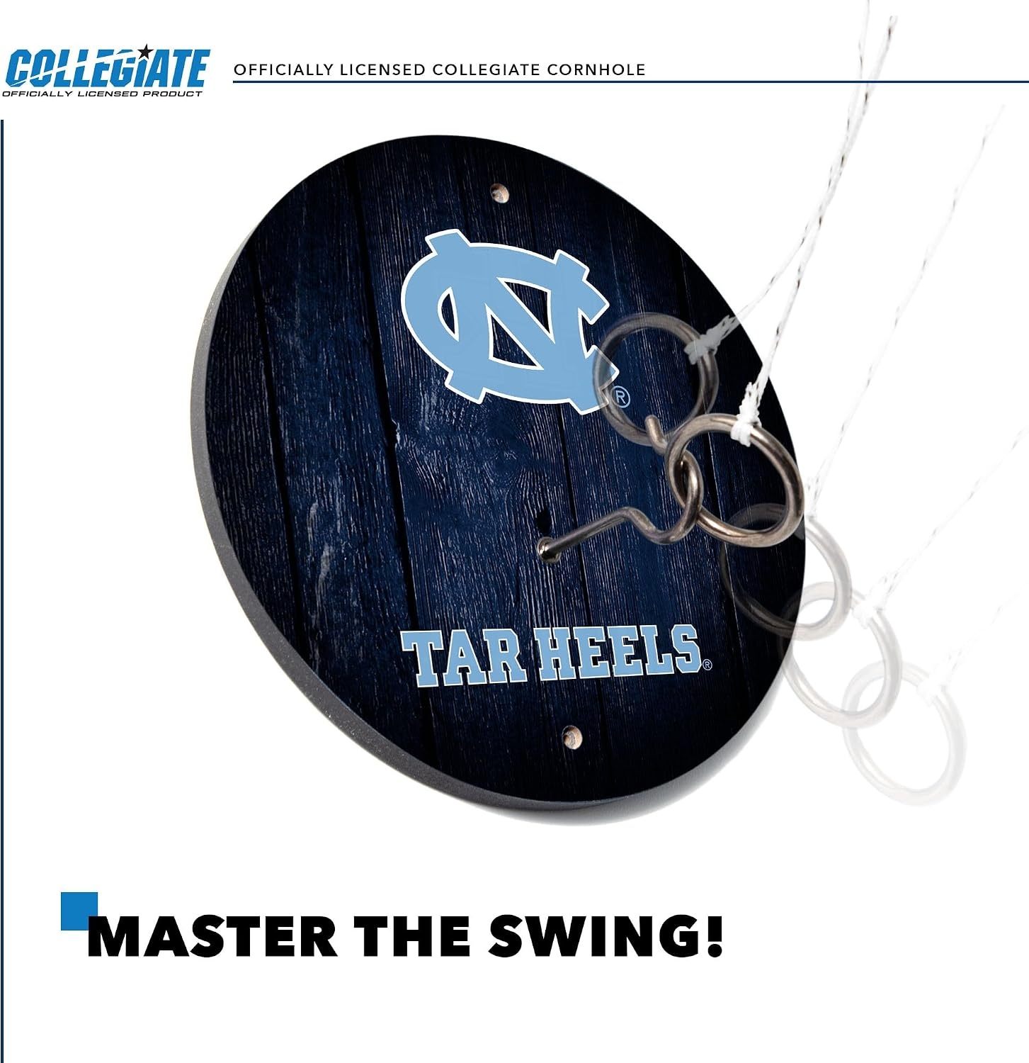 Wild Sports Solid Wood College Hook & Ring Toss Set with Direct Print HD Team Graphics – Easy Hang Hook and Ring Toss Target – Great Gift for Any NCAA Fan (North Carolina Tar Heels)