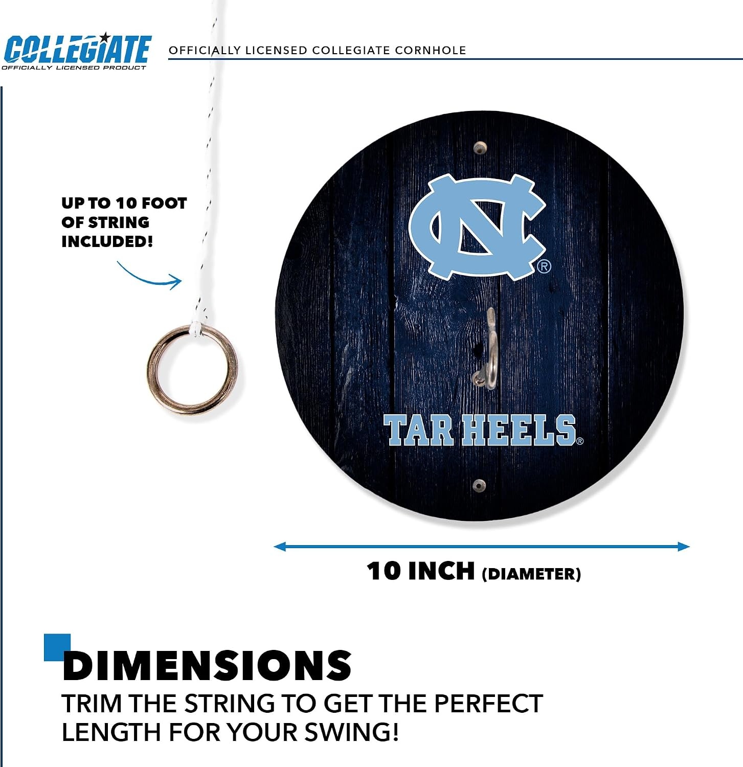 Wild Sports Solid Wood College Hook & Ring Toss Set with Direct Print HD Team Graphics – Easy Hang Hook and Ring Toss Target – Great Gift for Any NCAA Fan (North Carolina Tar Heels)