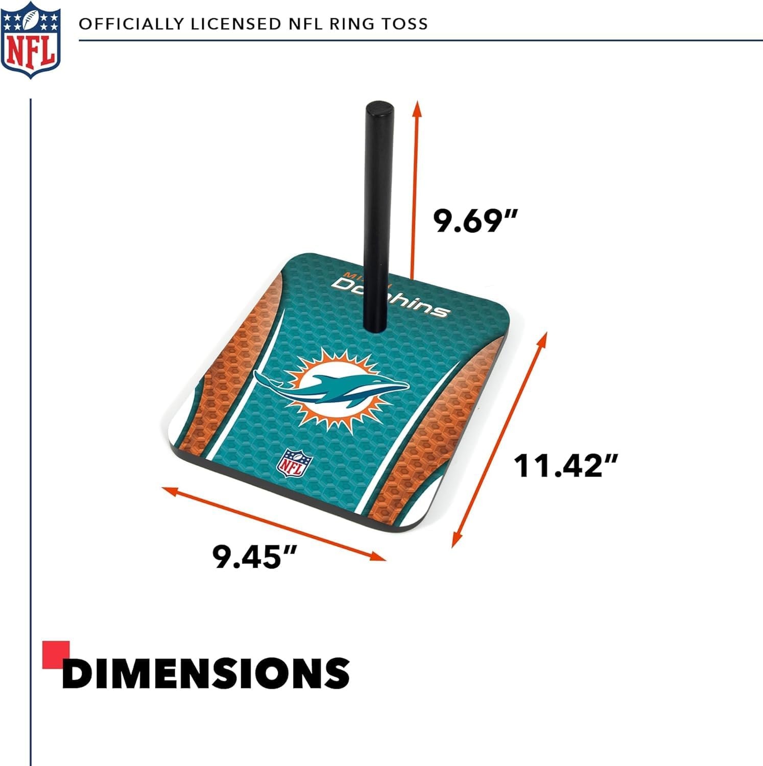 Solid Wood NFL Quoits Set with Direct Print HD Team Graphics – Tailgate Ring Toss Game – Great Gift for Any Football Fan  Ring Toss Family Outdoor Games for The Beach(Miami Dolphins)
