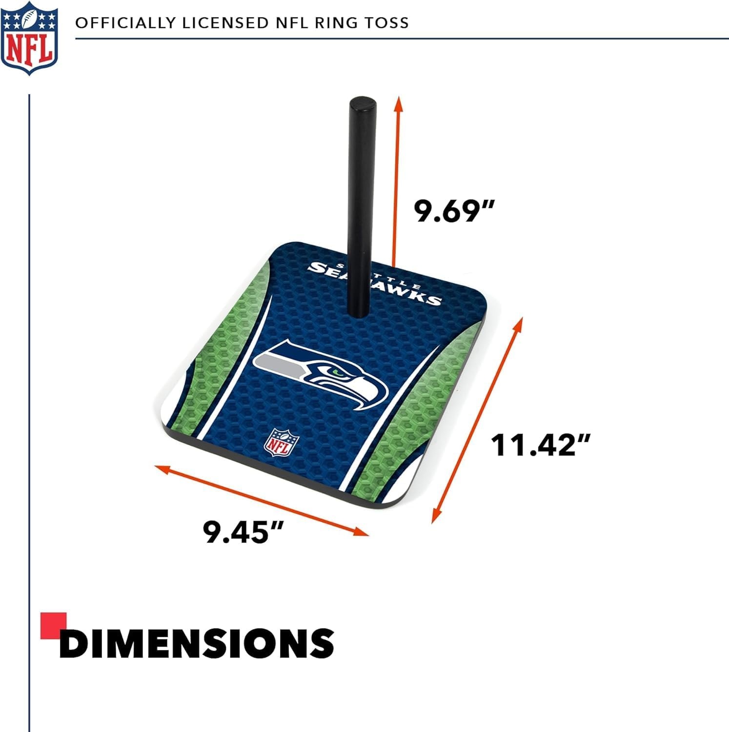 Solid Wood NFL Quoits Set with Direct Print HD Team Graphics – Tailgate Ring Toss Game – Great Gift for Any Football Fan  Ring Toss Family Outdoor Games for The Beach(Seattle Seahawks)