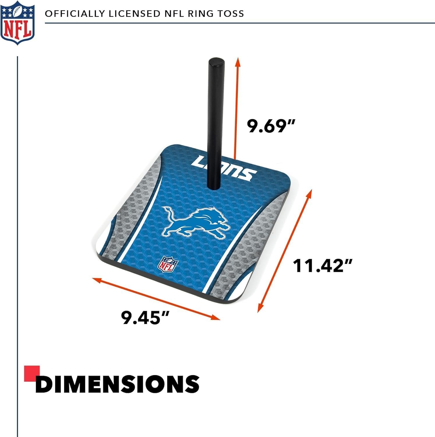 Solid Wood NFL Quoits Set with Direct Print HD Team Graphics – Tailgate Ring Toss Game – Great Gift for Any Football Fan  Ring Toss Family Outdoor Games for The Beach(Detroit Lions)