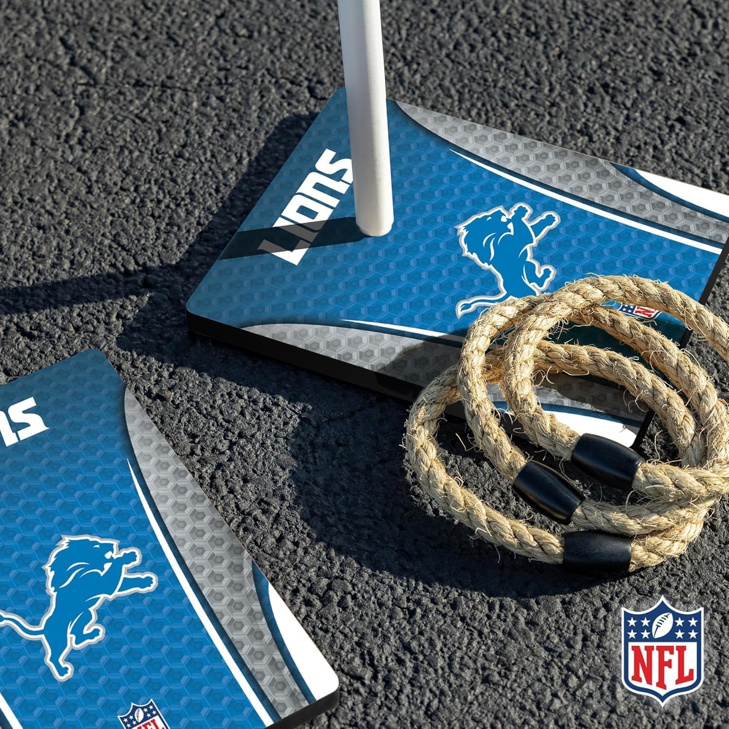 Solid Wood NFL Quoits Set with Direct Print HD Team Graphics – Tailgate Ring Toss Game – Great Gift for Any Football Fan  Ring Toss Family Outdoor Games for The Beach(Detroit Lions)