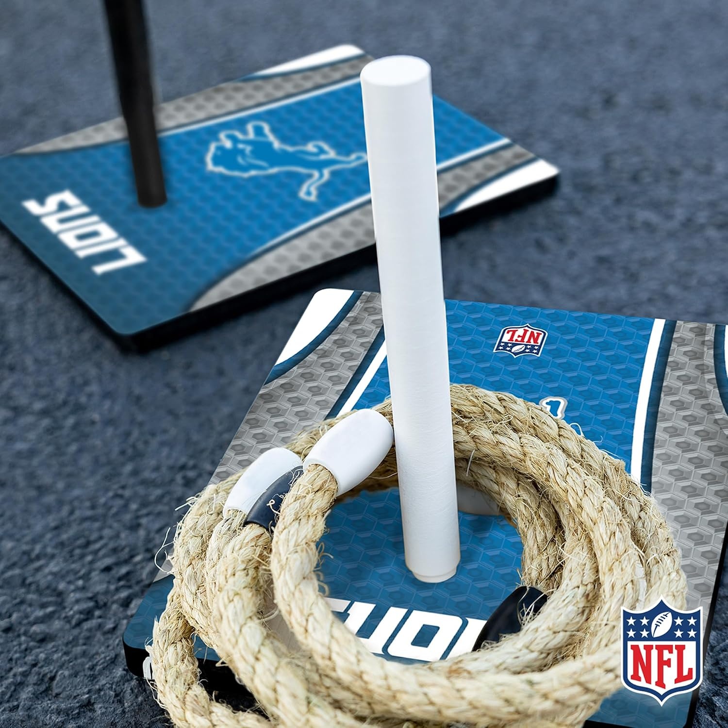 Solid Wood NFL Quoits Set with Direct Print HD Team Graphics – Tailgate Ring Toss Game – Great Gift for Any Football Fan  Ring Toss Family Outdoor Games for The Beach(Detroit Lions)