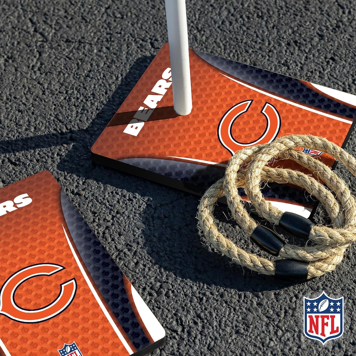 Solid Wood NFL Quoits Set with Direct Print HD Team Graphics – Tailgate Ring Toss Game – Great Gift for Any Football Fan  Ring Toss Family Outdoor Games for The Beach(Chicago Bears)