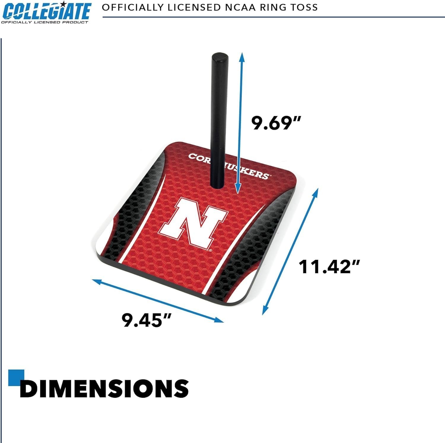 Wild Sports Solid Wood College Quoits Set with Direct Print HD Team Graphics – Tailgate Ring Toss Game – Great Gift for Any NCAA Fan  Ring Toss Outdoor Games for The Beach(Nebraska Cornhuskers)
