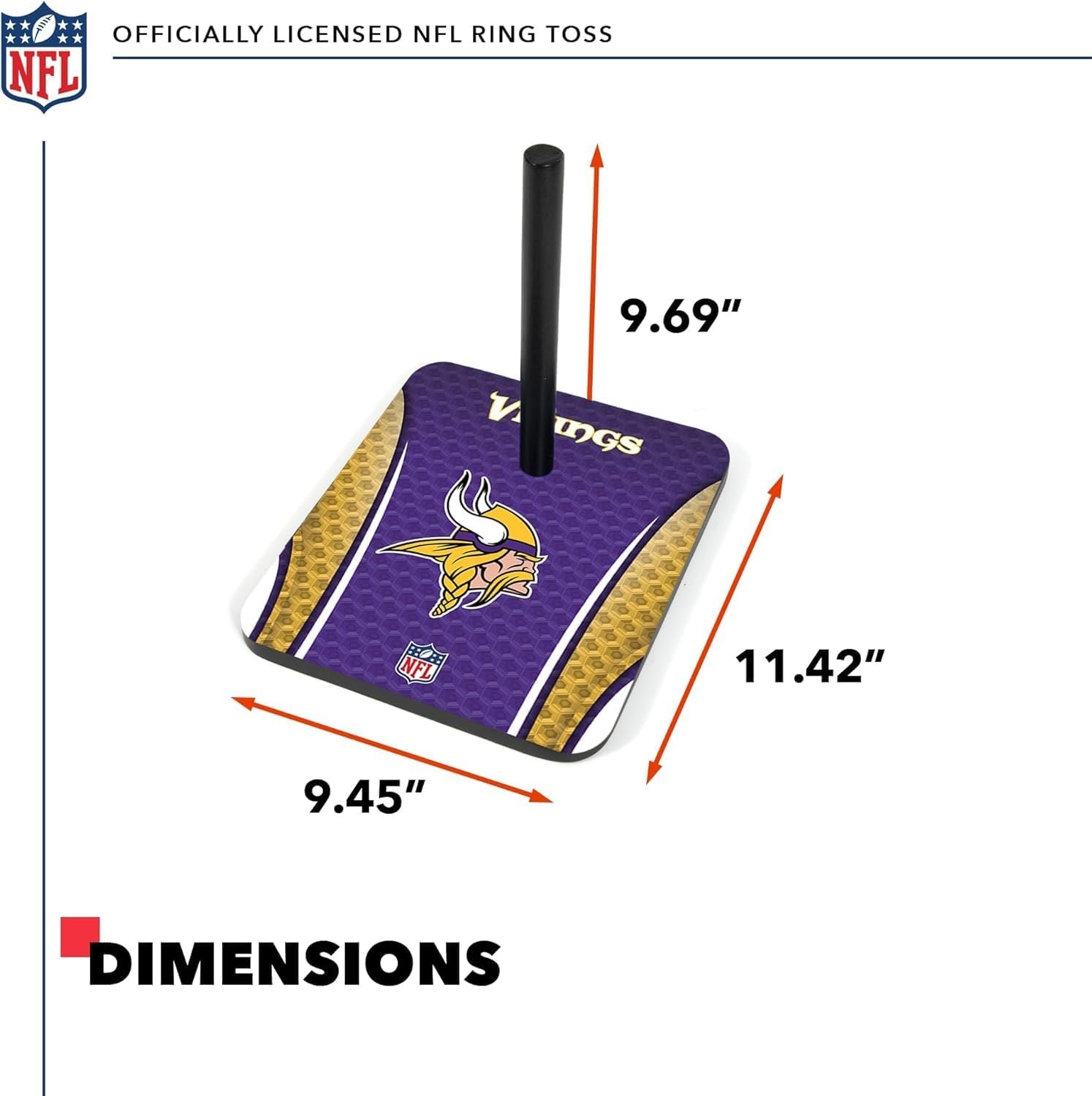 Solid Wood NFL Quoits Set with Direct Print HD Team Graphics – Tailgate Ring Toss Game – Great Gift for Any Football Fan  Ring Toss Family Outdoor Games for The Beach(Minnesota Vikings)