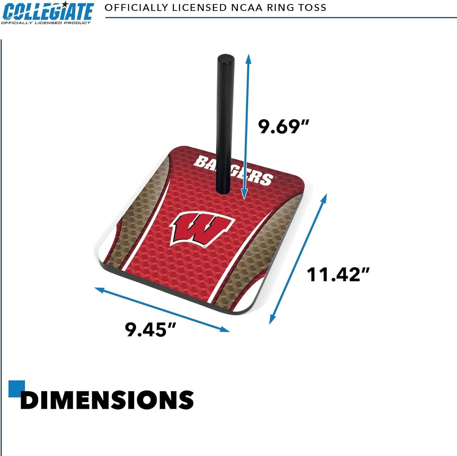 Wild Sports Solid Wood College Quoits Set with Direct Print HD Team Graphics – Tailgate Ring Toss Game – Great Gift for Any NCAA Fan  Ring Toss Outdoor Games for The Beach(Wisconsin Badgers)