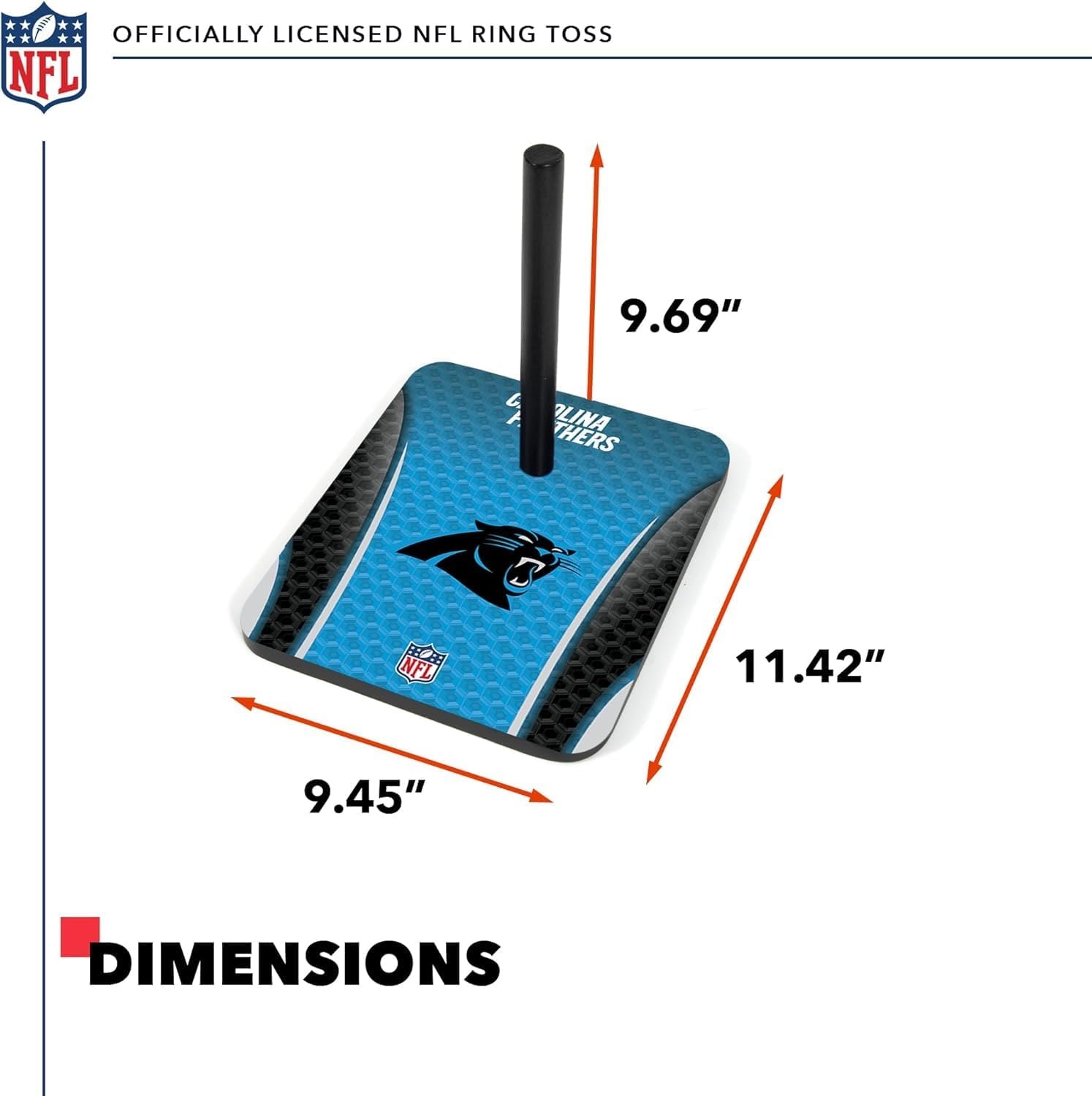 Solid Wood NFL Quoits Set with Direct Print HD Team Graphics – Tailgate Ring Toss Game – Great Gift for Any Football Fan  Ring Toss Family Outdoor Games for The Beach(Carolina Panthers)