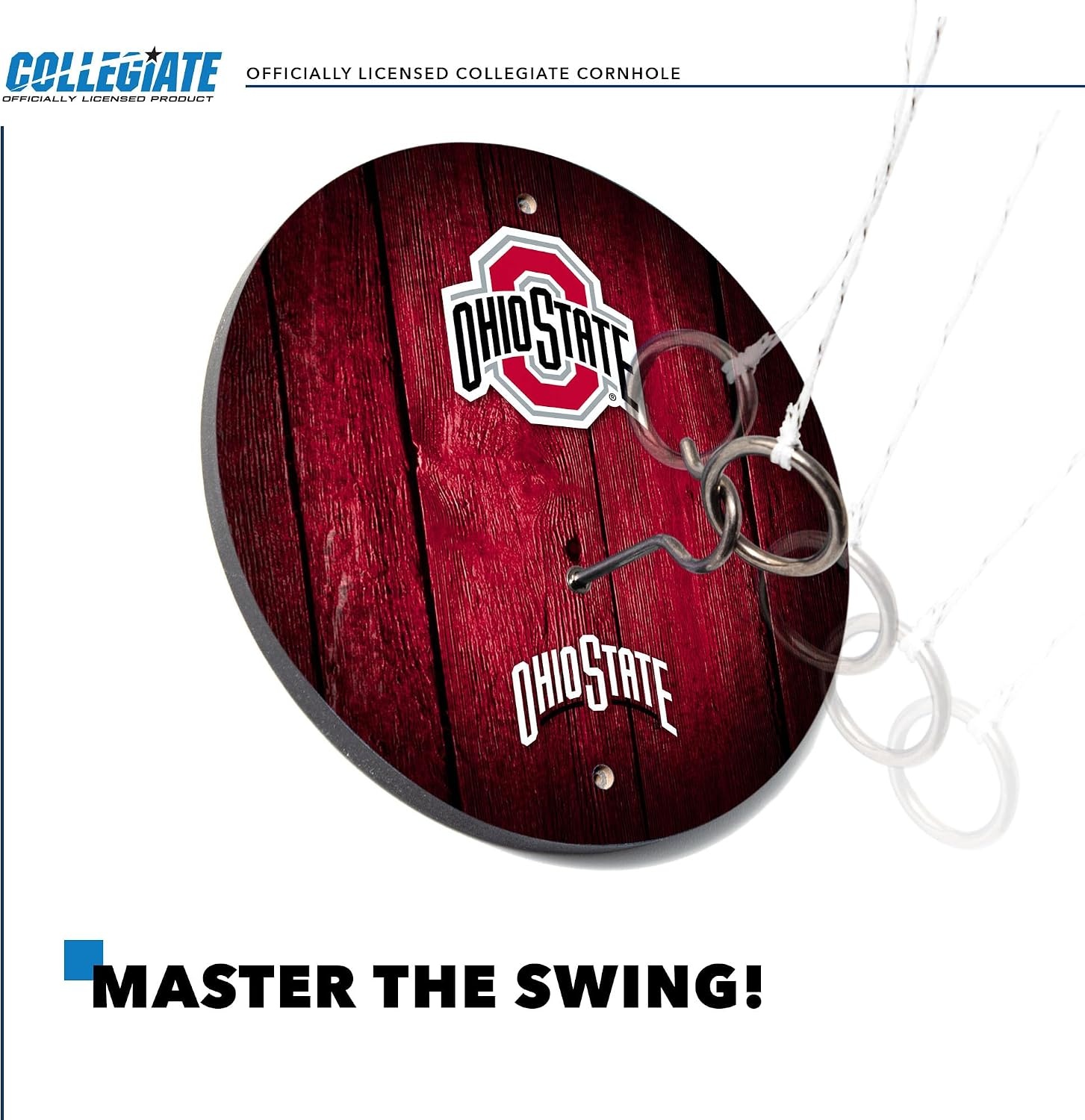 Wild Sports Solid Wood College Hook & Ring Toss Set with Direct Print HD Team Graphics – Easy Hang Hook and Ring Toss Target – Great Gift for Any NCAA Fan (Ohio State Buckeyes)
