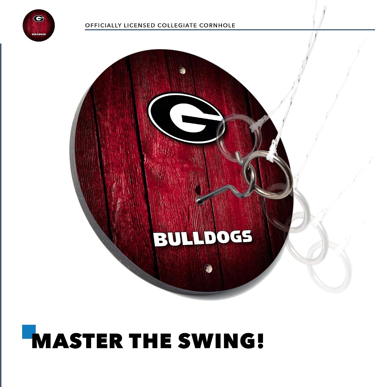 Wild Sports Solid Wood College Hook & Ring Toss Set with Direct Print HD Team Graphics – Easy Hang Hook and Ring Toss Target – Great Gift for Any NCAA Fan (Georgia Bulldogs)