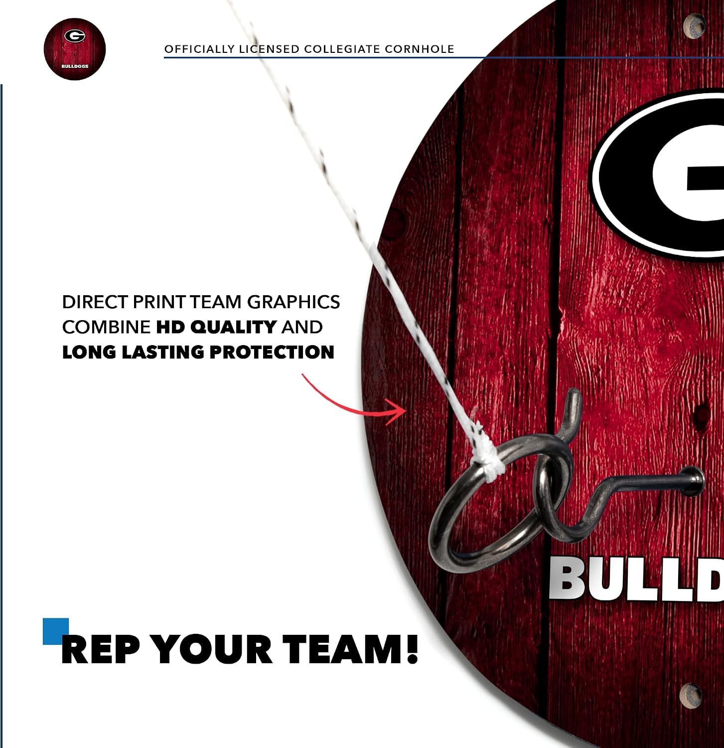 Wild Sports Solid Wood College Hook & Ring Toss Set with Direct Print HD Team Graphics – Easy Hang Hook and Ring Toss Target – Great Gift for Any NCAA Fan (Georgia Bulldogs)