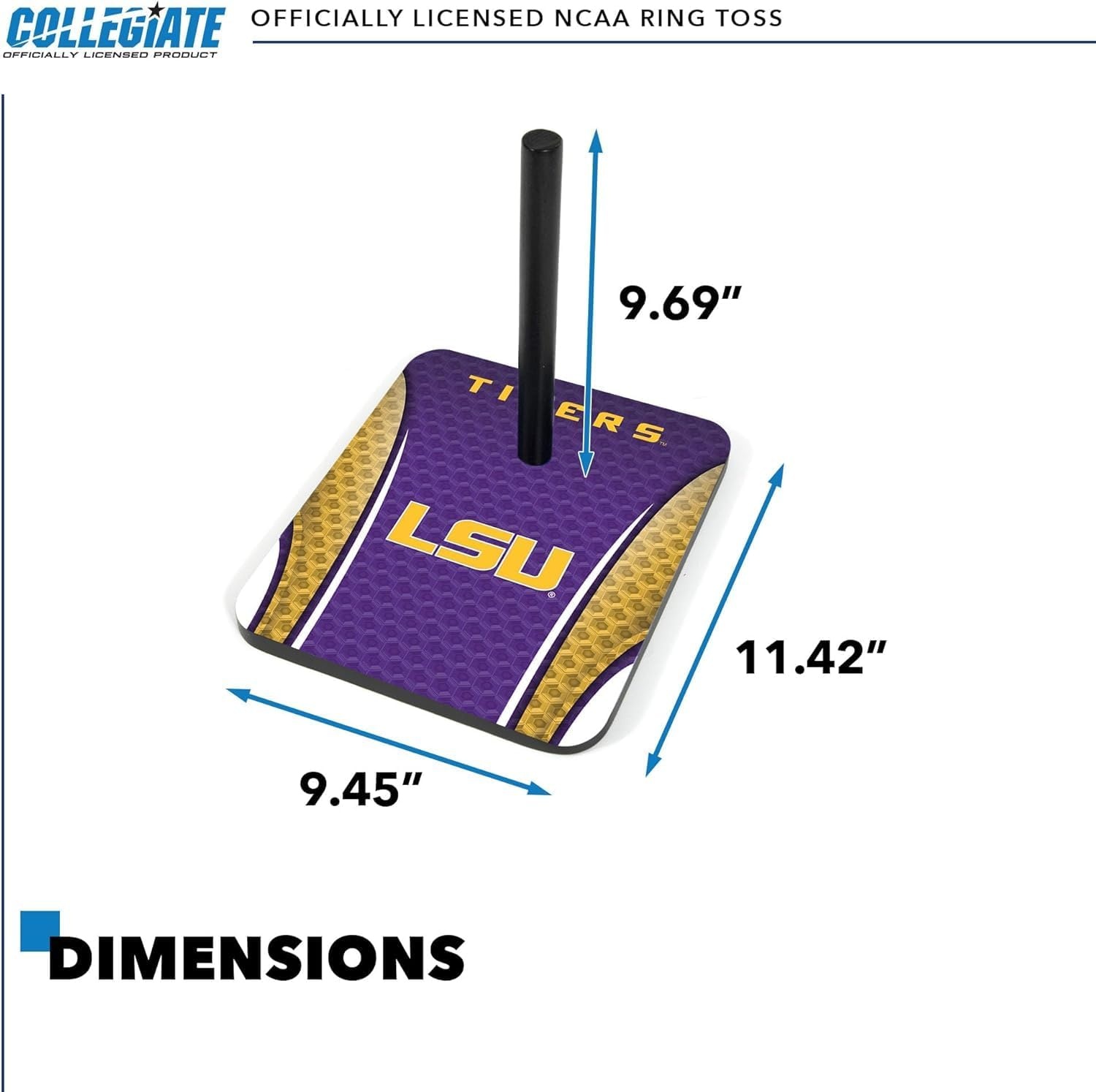 Wild Sports Solid Wood College Quoits Set with Direct Print HD Team Graphics – Tailgate Ring Toss Game – Great Gift for Any NCAA Fan  Ring Toss Outdoor Games for The Beach(LSU Tigers)
