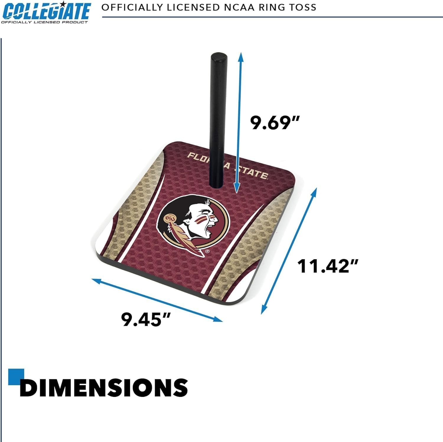 Wild Sports Solid Wood College Quoits Set with Direct Print HD Team Graphics – Tailgate Ring Toss Game – Great Gift for Any NCAA Fan  Ring Toss Outdoor Games for The Beach(Florida State Seminoles)