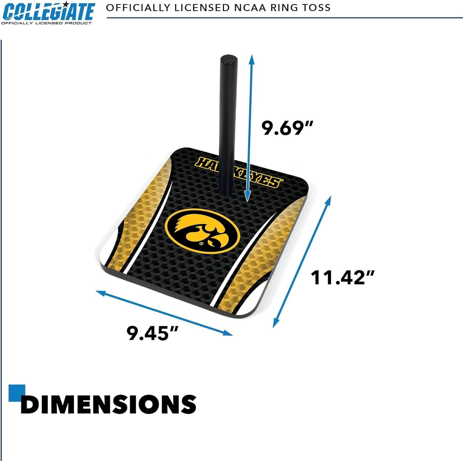 Wild Sports Solid Wood College Quoits Set with Direct Print HD Team Graphics – Tailgate Ring Toss Game – Great Gift for Any NCAA Fan  Ring Toss Outdoor Games for The Beach(Iowa Hawkeyes)