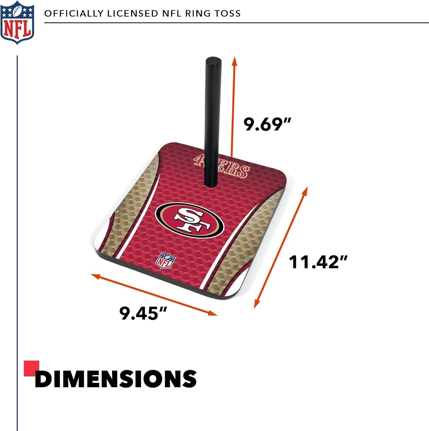 Solid Wood NFL Quoits Set with Direct Print HD Team Graphics – Tailgate Ring Toss Game – Great Gift for Any Football Fan  Ring Toss Family Outdoor Games for The Beach(San Francisco 49ers)