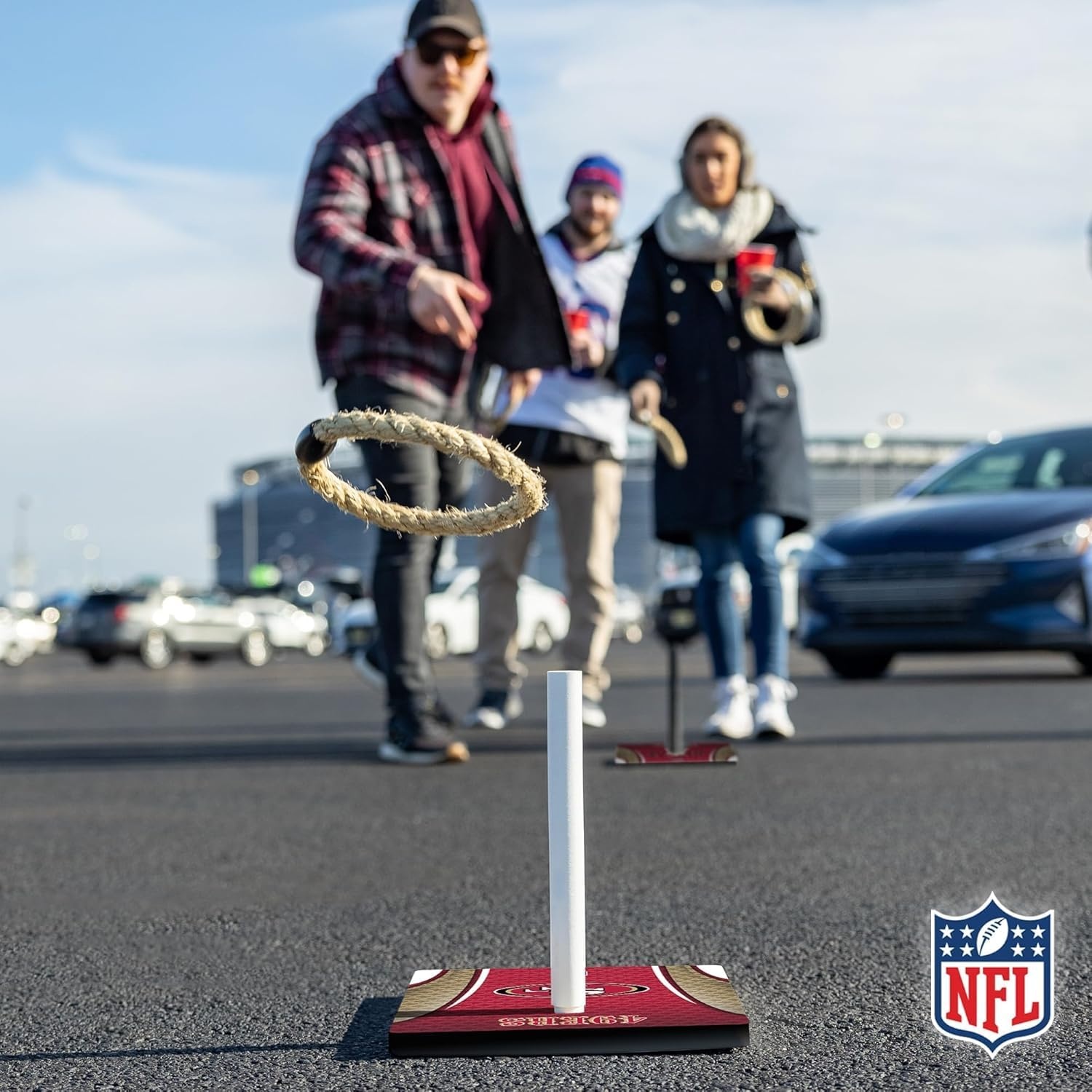 Solid Wood NFL Quoits Set with Direct Print HD Team Graphics – Tailgate Ring Toss Game – Great Gift for Any Football Fan  Ring Toss Family Outdoor Games for The Beach(San Francisco 49ers)