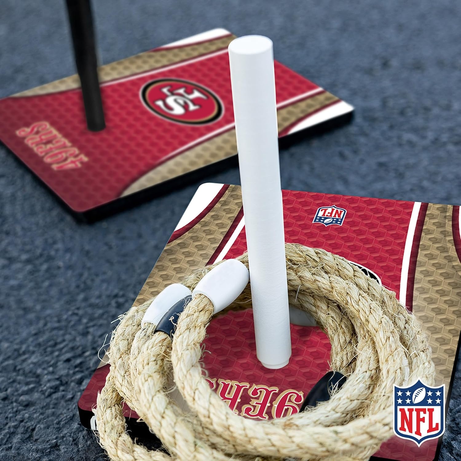Solid Wood NFL Quoits Set with Direct Print HD Team Graphics – Tailgate Ring Toss Game – Great Gift for Any Football Fan  Ring Toss Family Outdoor Games for The Beach(San Francisco 49ers)